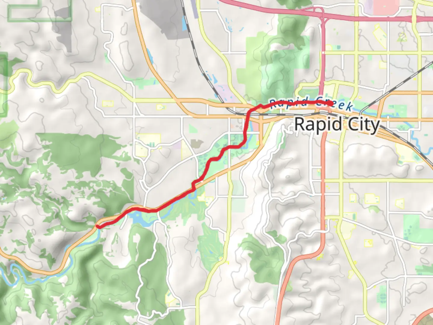 An image depicting the trail Rapid City Path and its surrounding area.