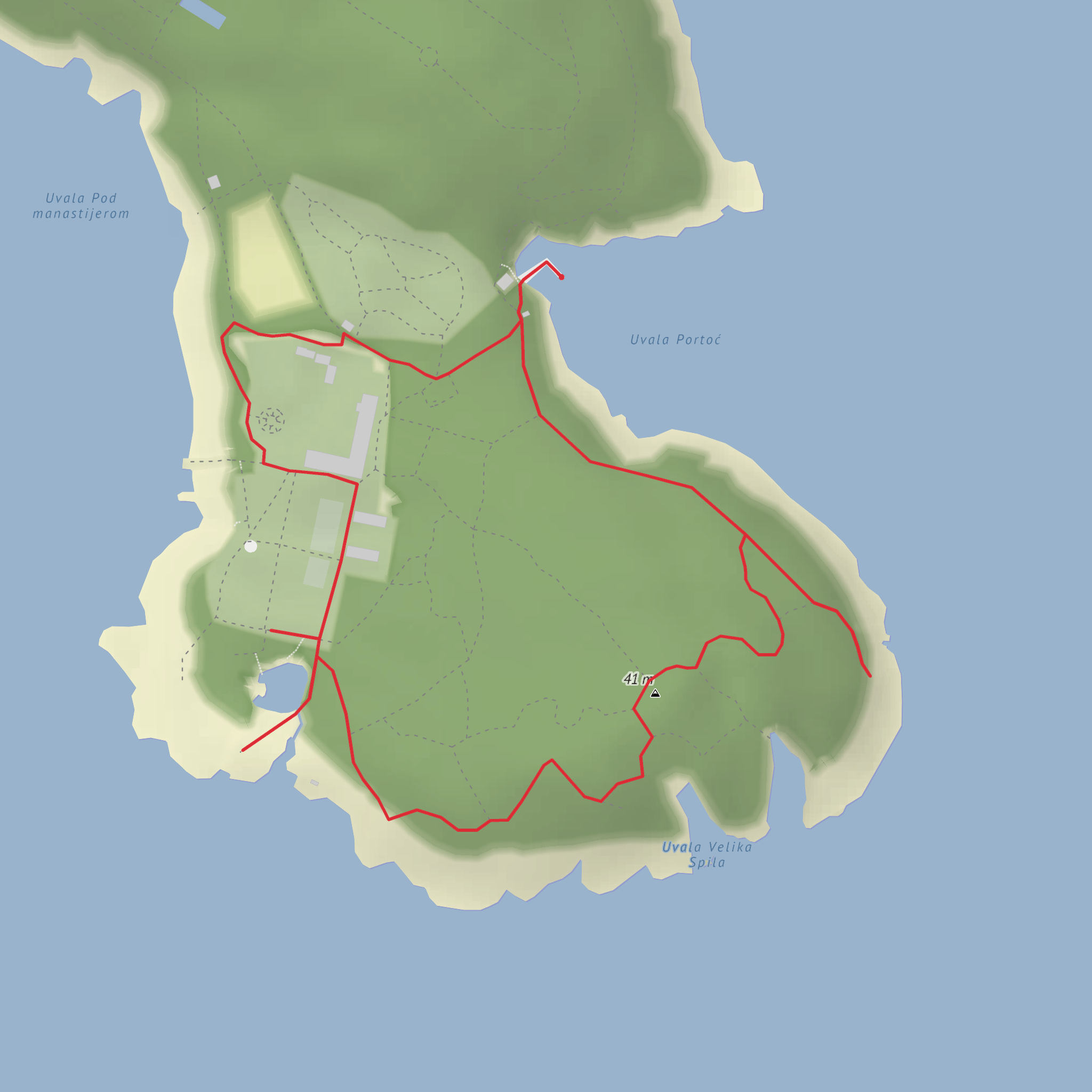 Uvala Portoc, Lokrum, Cape Bacela and Cape Skrinja Loop mobile static map