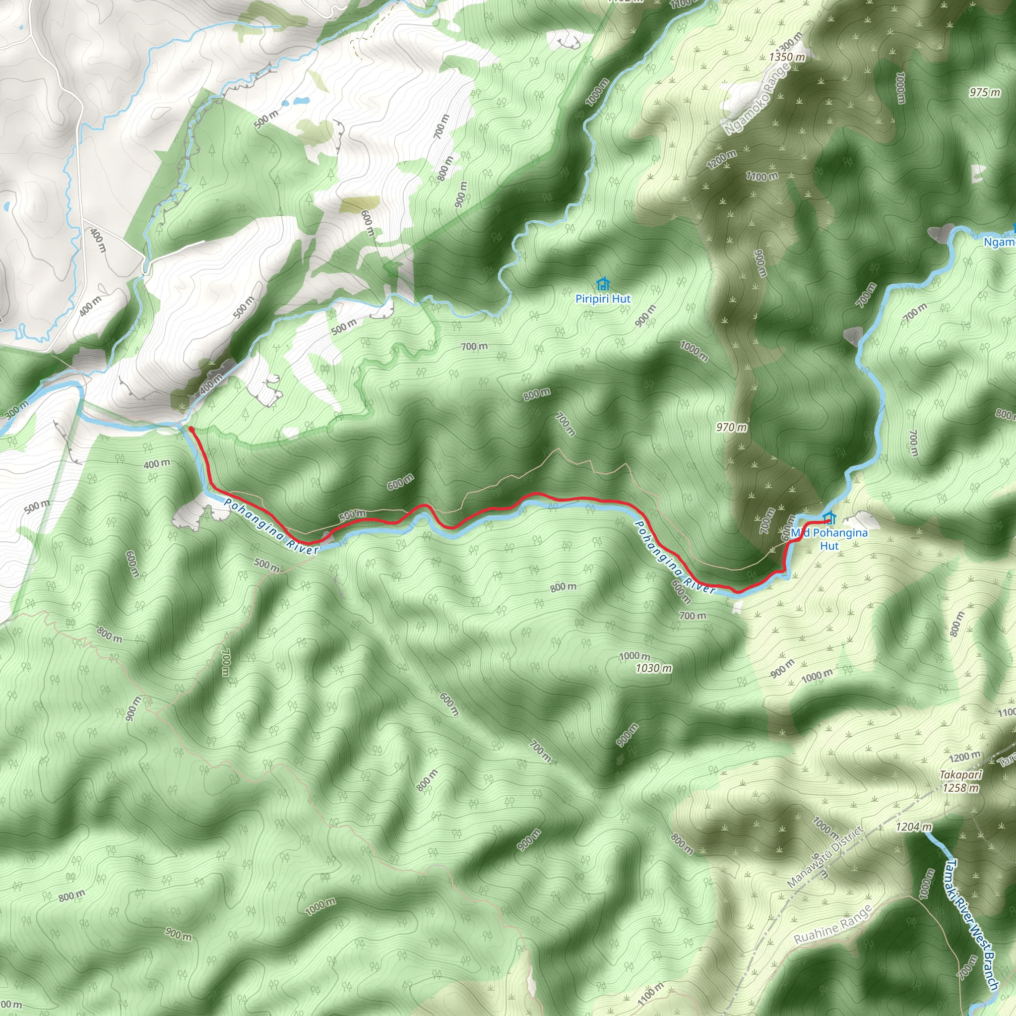 Mid Pohangina Hut Track mobile static map