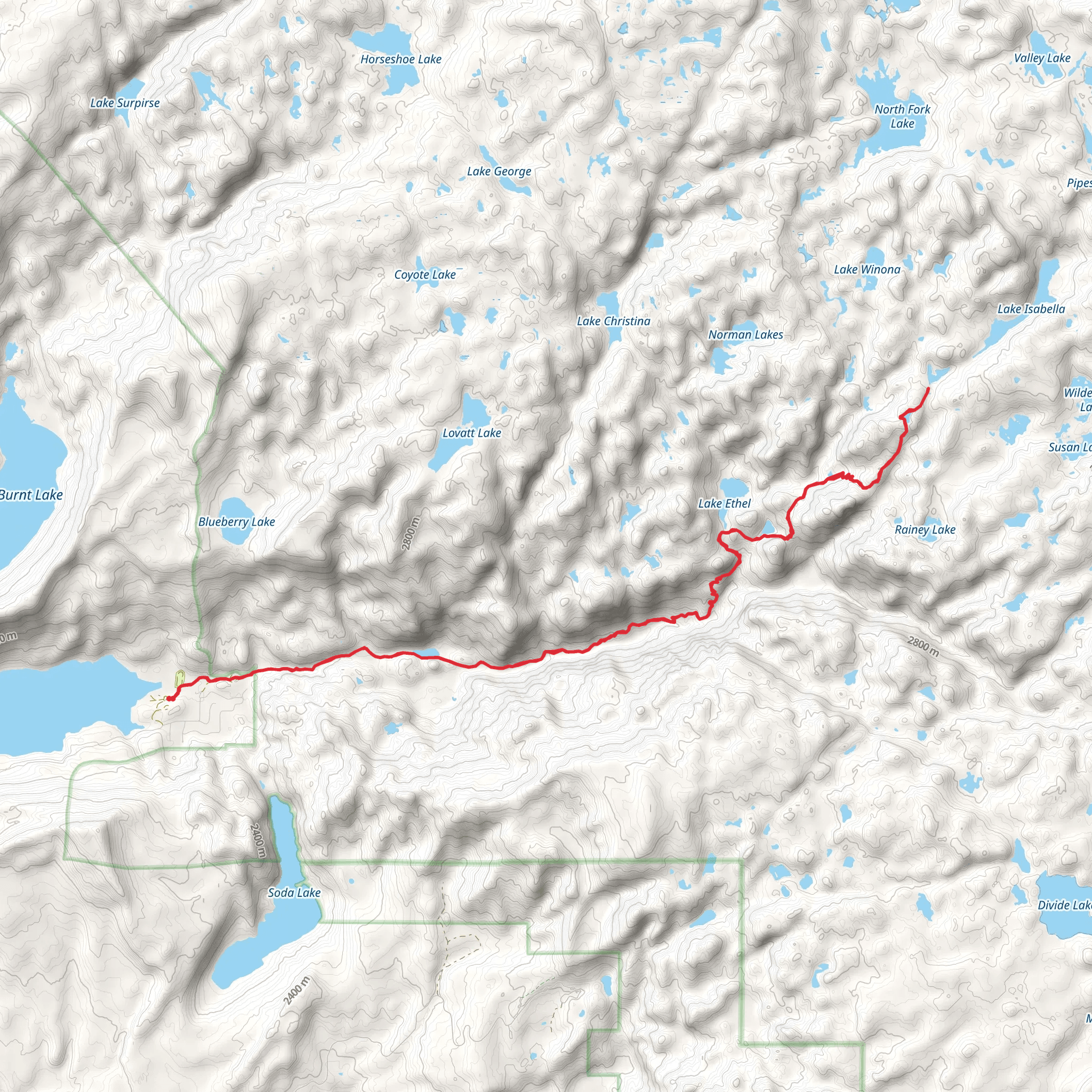 Lake Vera via Boulder Lake Trail mobile static map