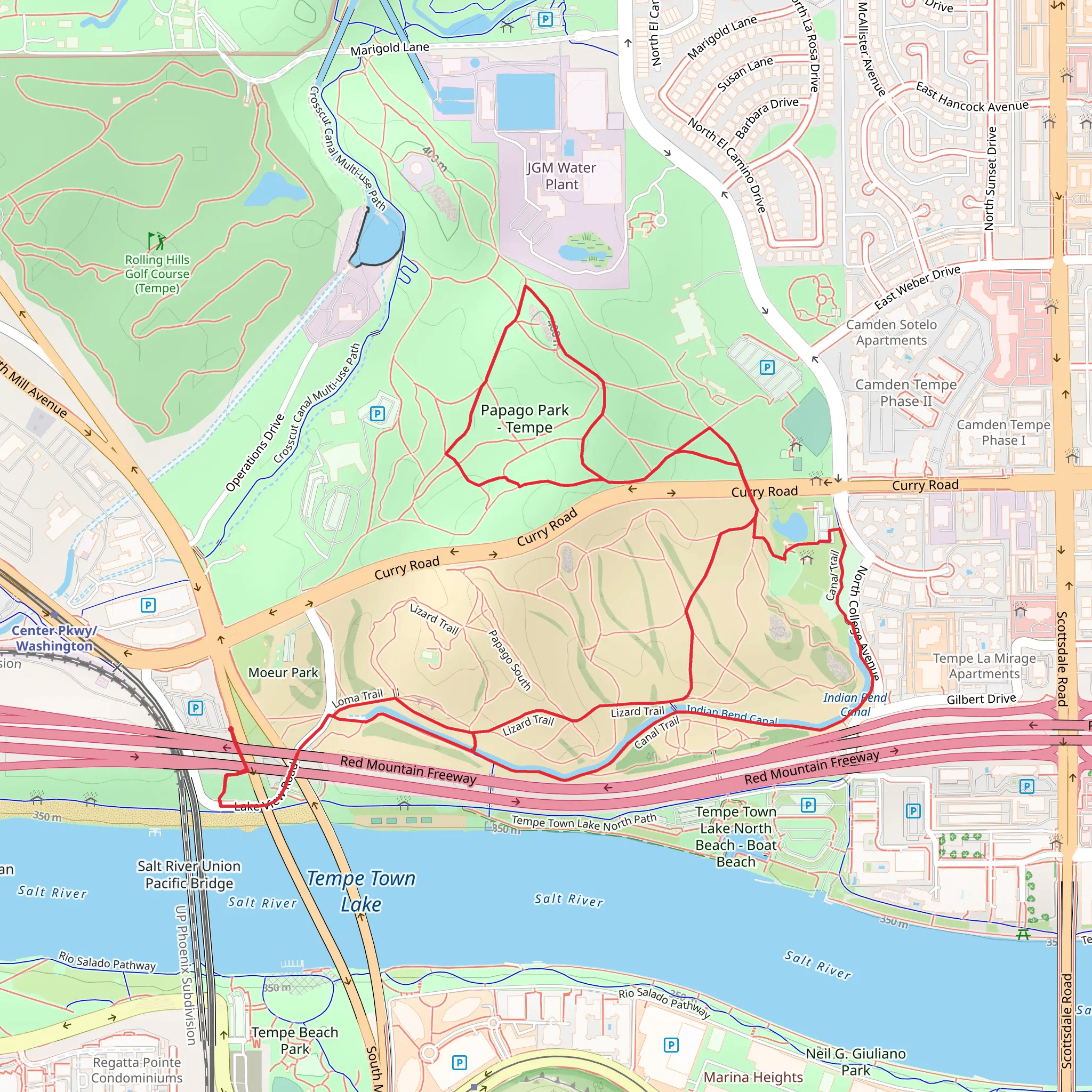 Indian Bend Canal - Lizard Loop Trail mobile static map