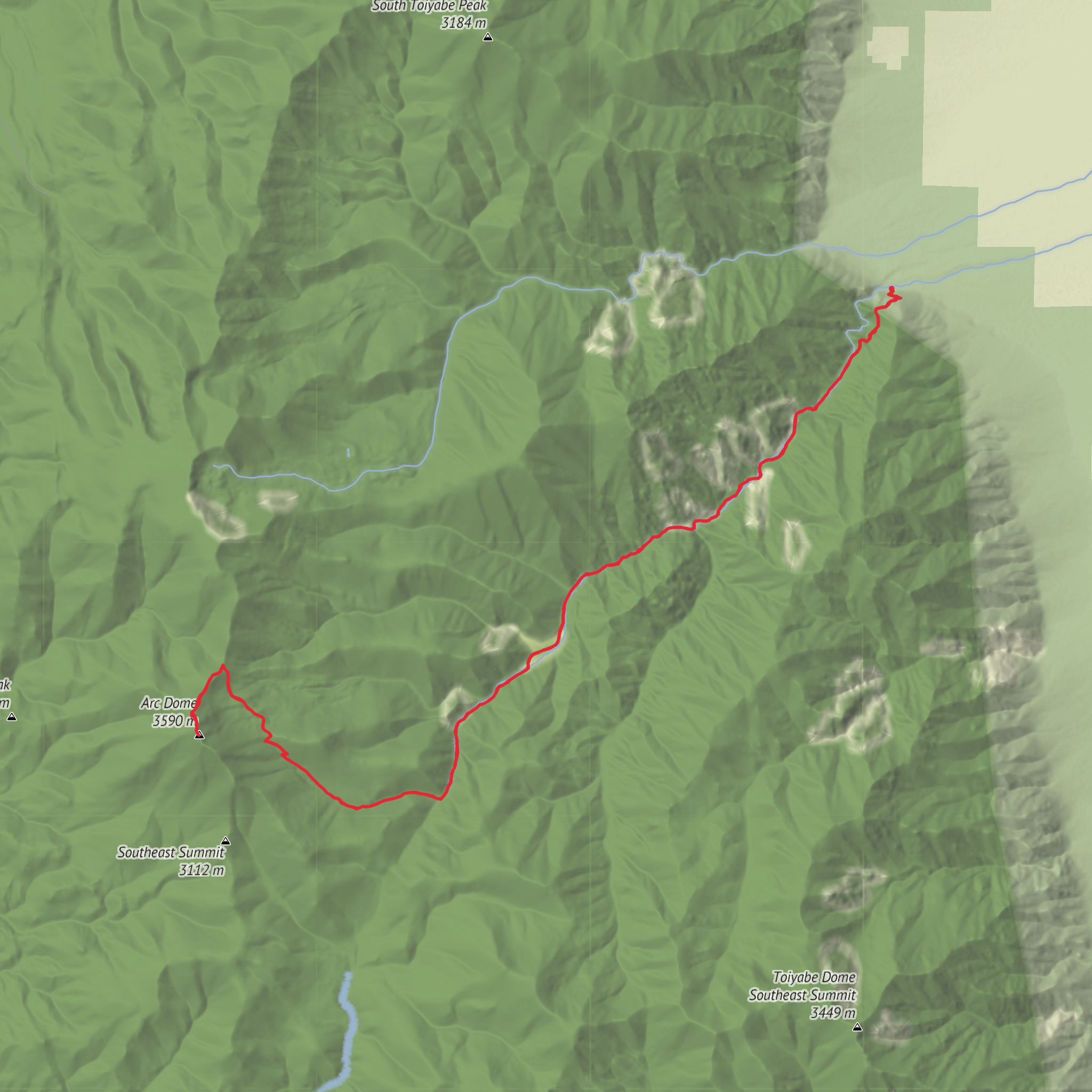 South Twin River and Arc Dome Summit mobile static map