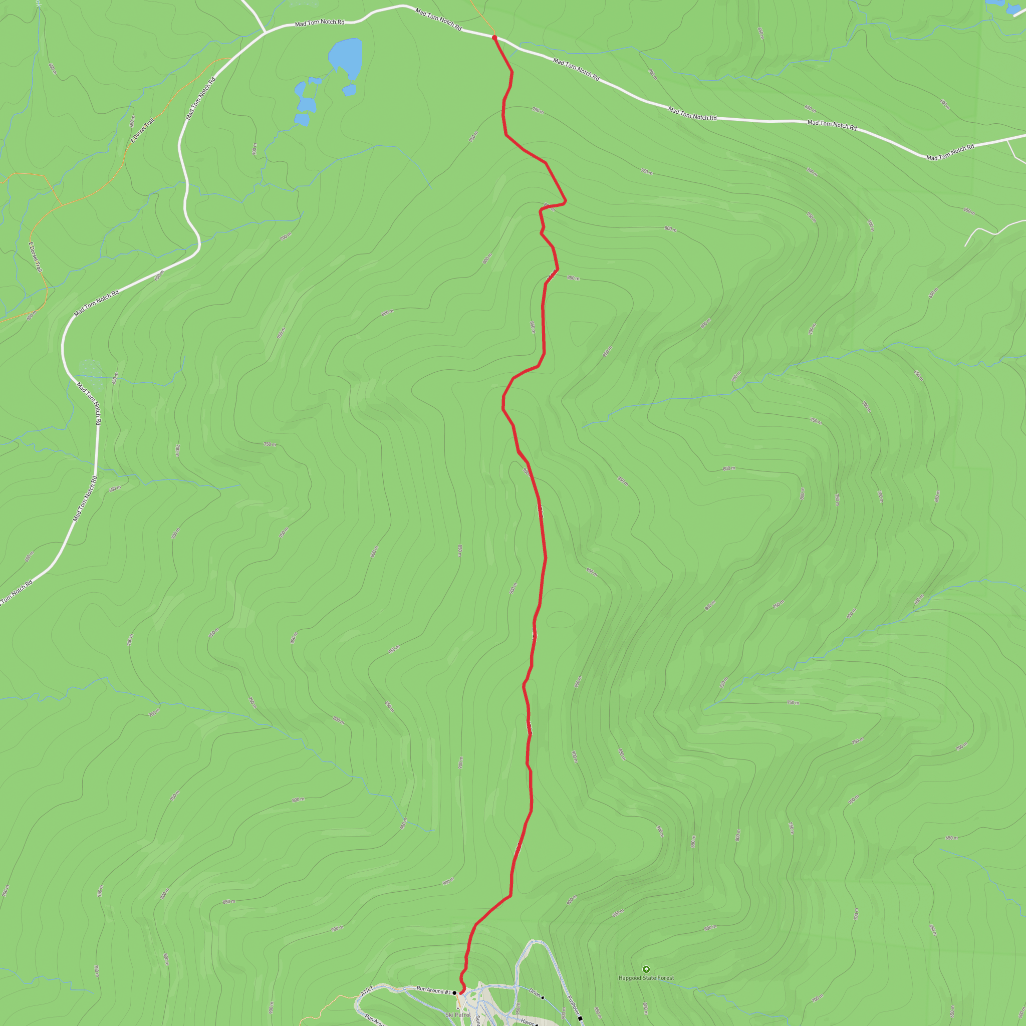Bromley Mountain via Appalachian Trail mobile static map