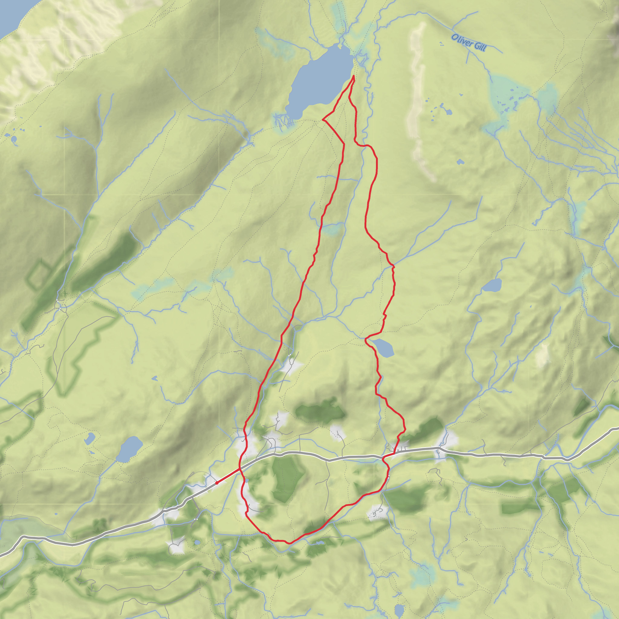 Gill Force Waterfall, Doctor Bridge, Burnmoor Tarn and Eller How Loop mobile static map