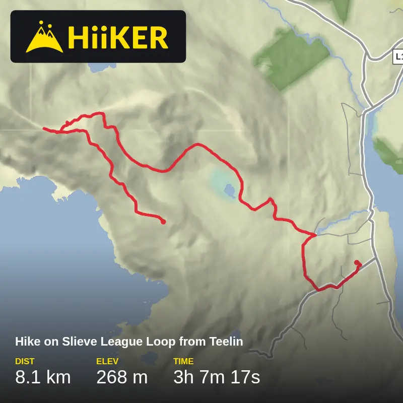 A map preview of the recording Hike on Slieve League Loop from Teelin.