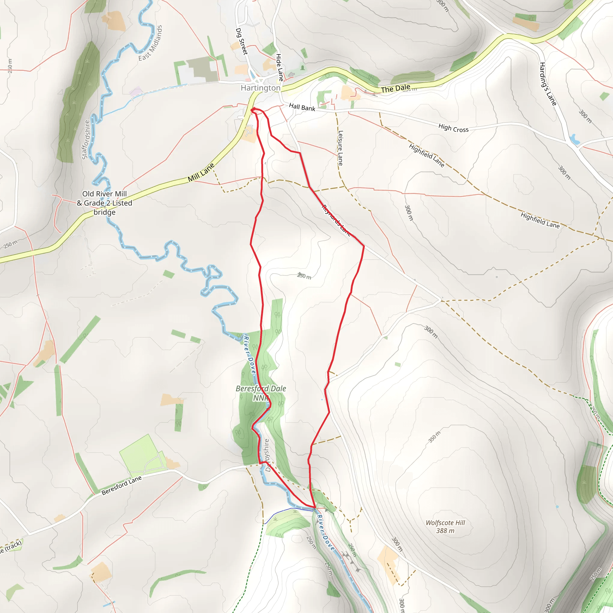 Beresford Dale Loop mobile static map
