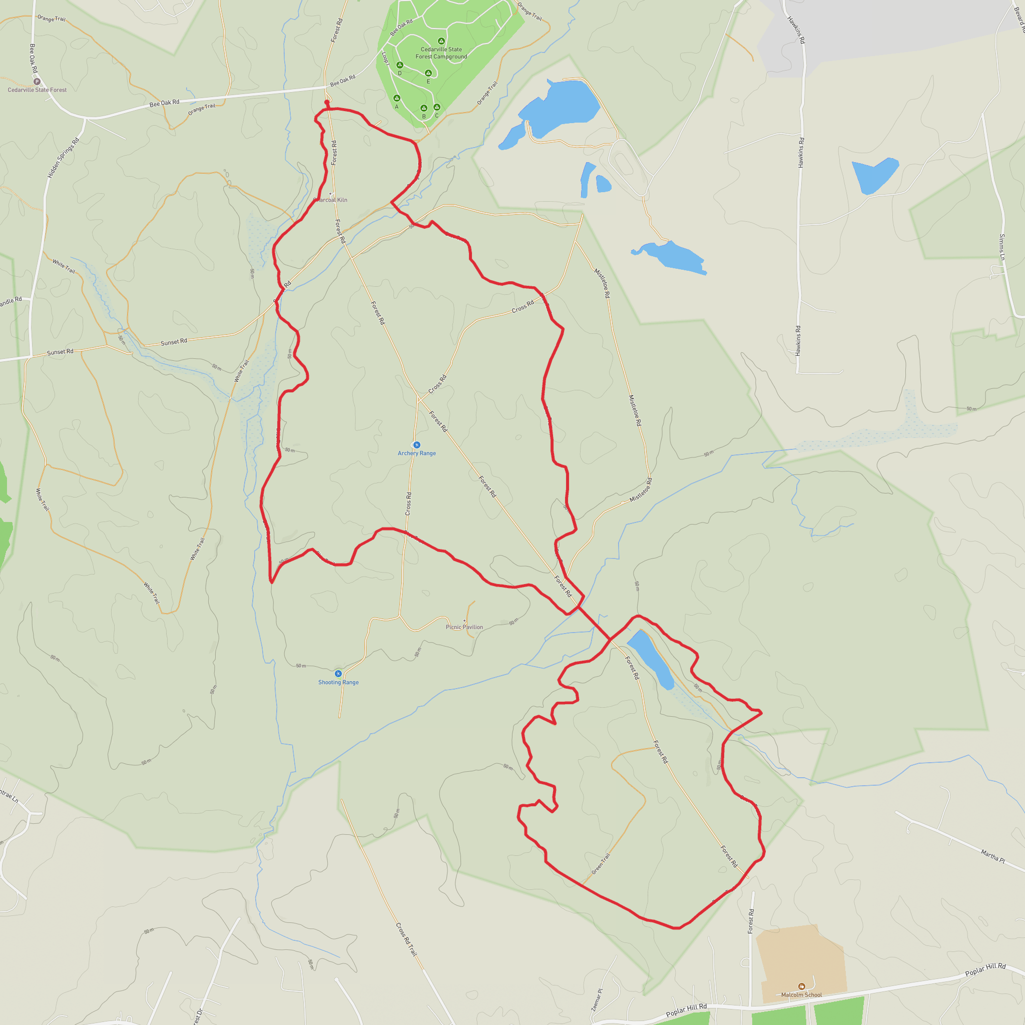 Cedarville Pond via Blue Trail and Brown Trail mobile static map