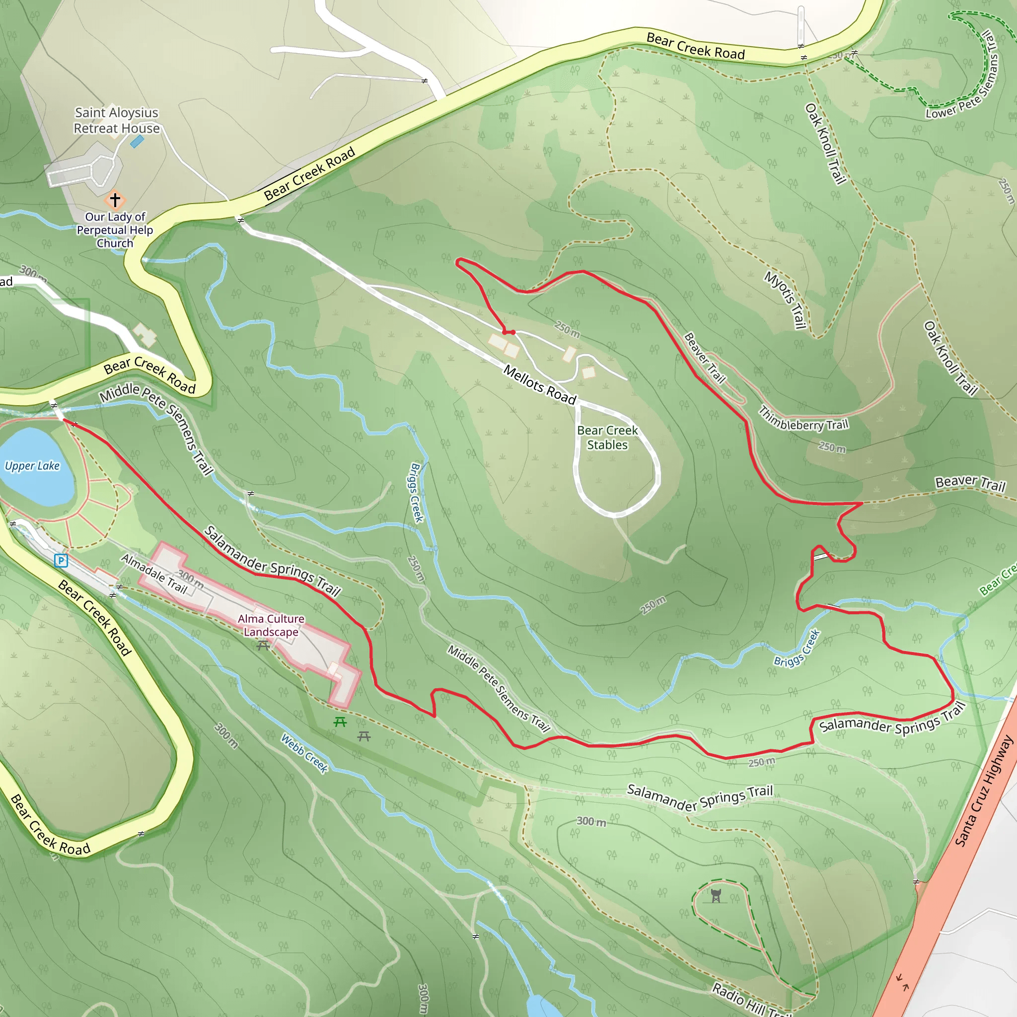 Upper Lake via Briggs Creek mobile static map