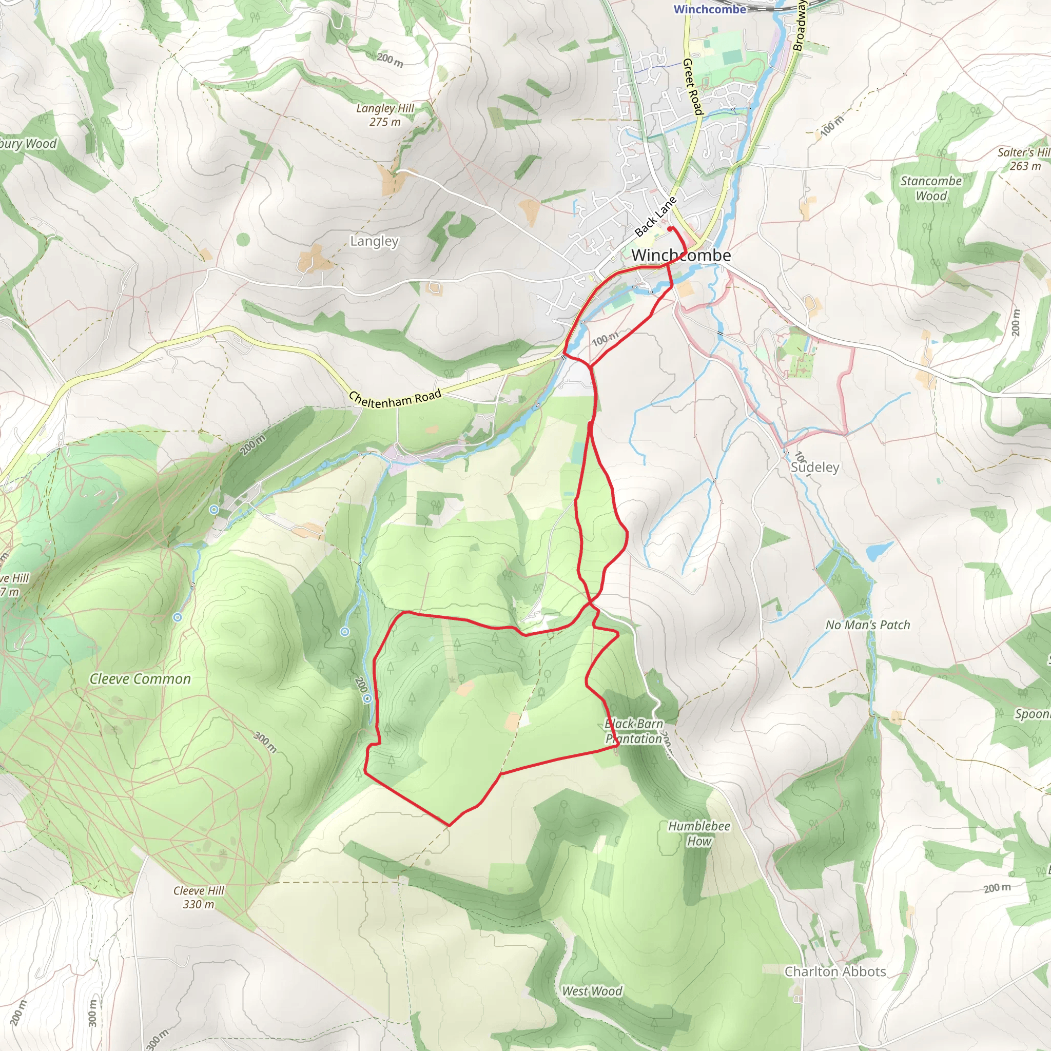 Breakheart Plantation, Belas Knap and Winchcombe Loop mobile static map