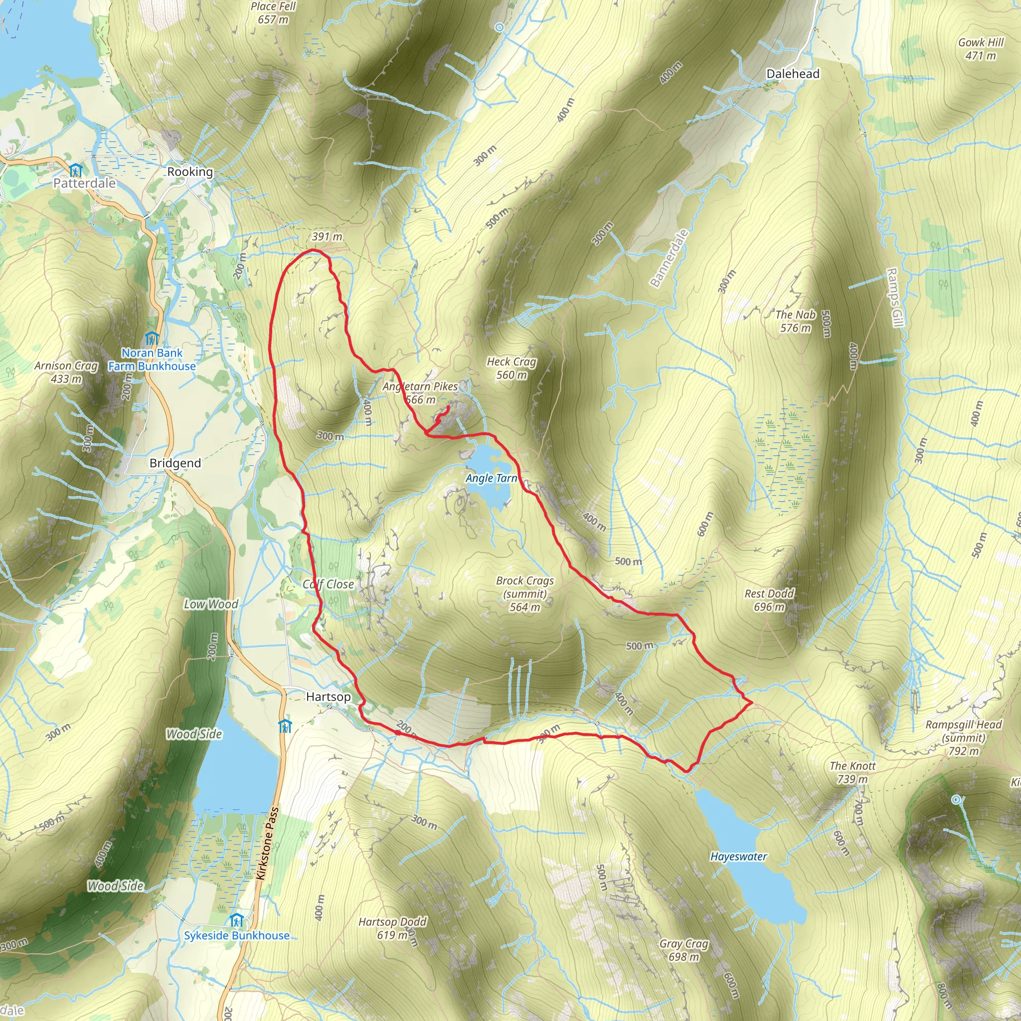 Angle Tarn, Angletarn Pikes South Top and Boredale House Loop mobile static map