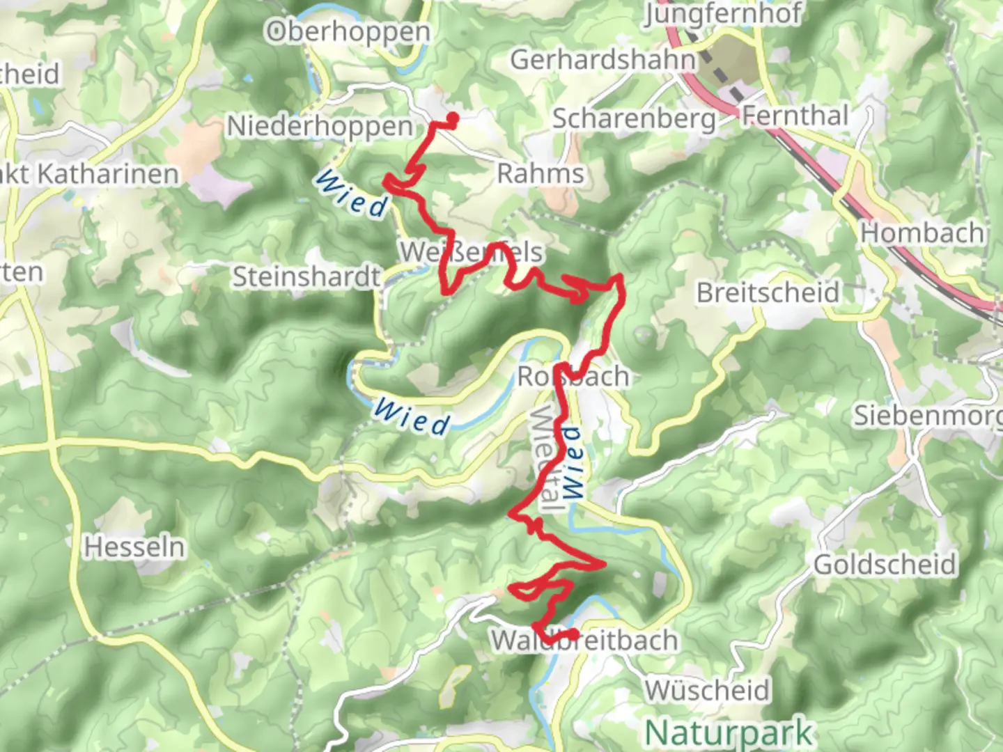 An image depicting the trail Strauscheid to Waldbreitbach Walk via Erlebnistag Wandern and its surrounding area.