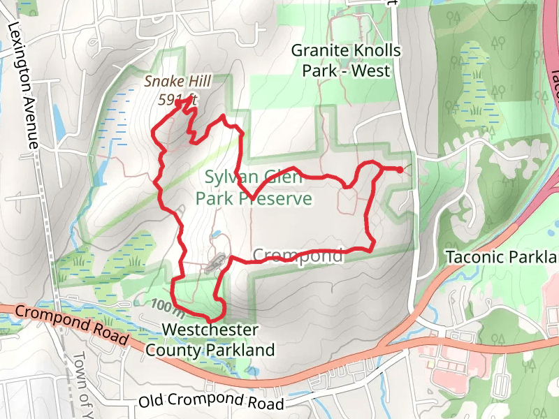 Snake Hill via View over Quarry Loop mobile static map