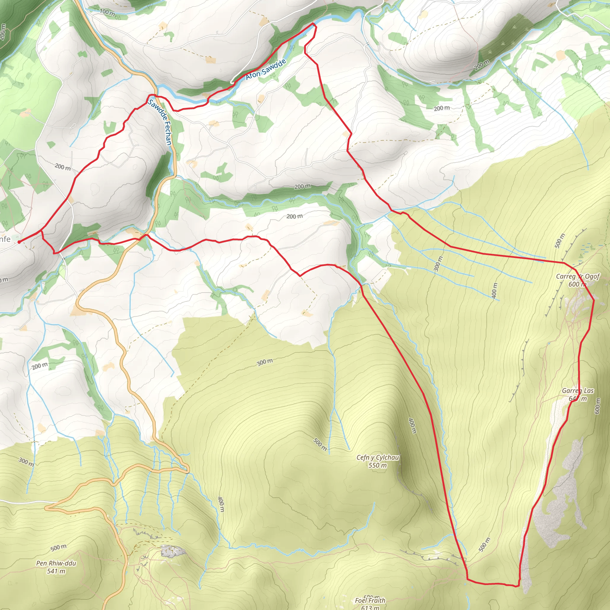 Carreg Las via Cwm Sawdde (36) mobile static map