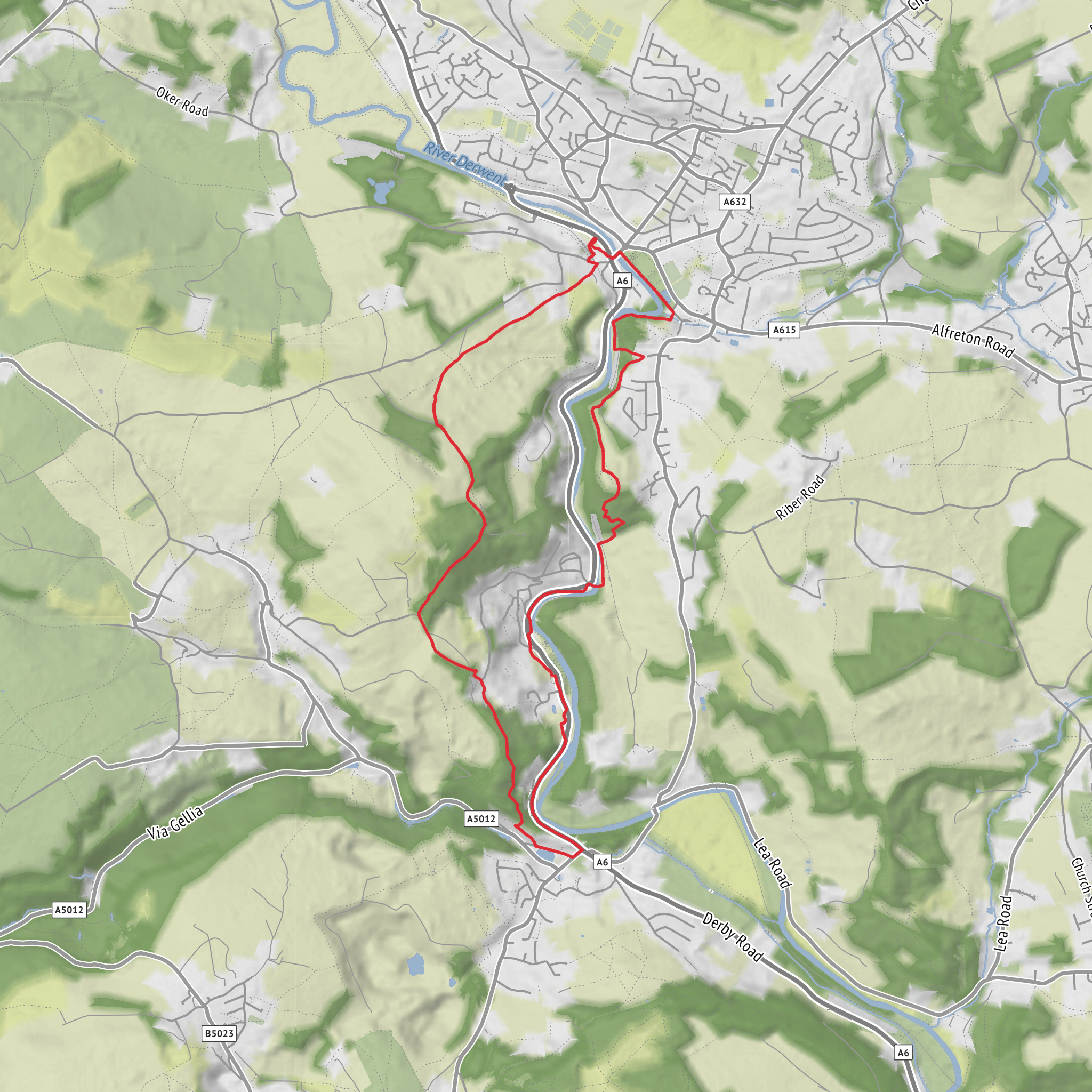 Matlock - Cromford - Heights of Abraham Loop mobile static map