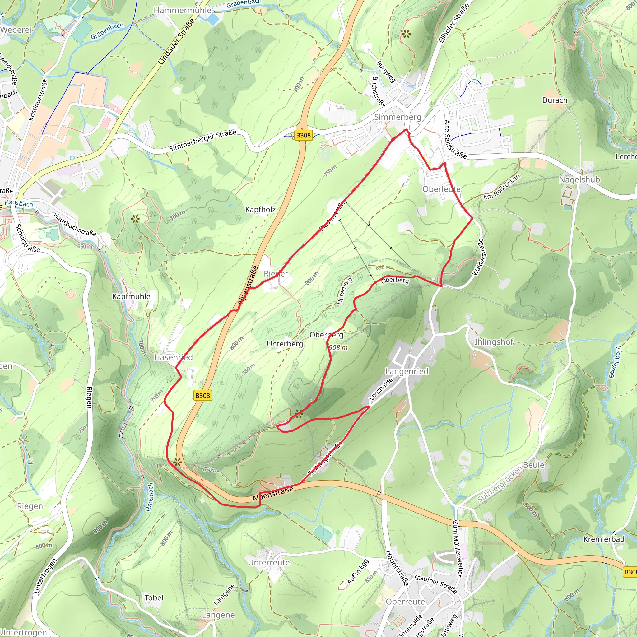 Oberberg Loop via Muenchner Jakobsweg mobile static map