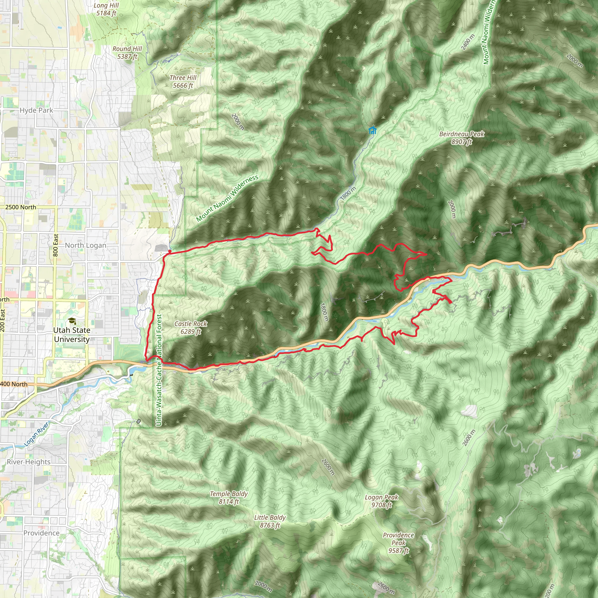 Highline Trail, Crimson Trail and Beirdneau Trail mobile static map