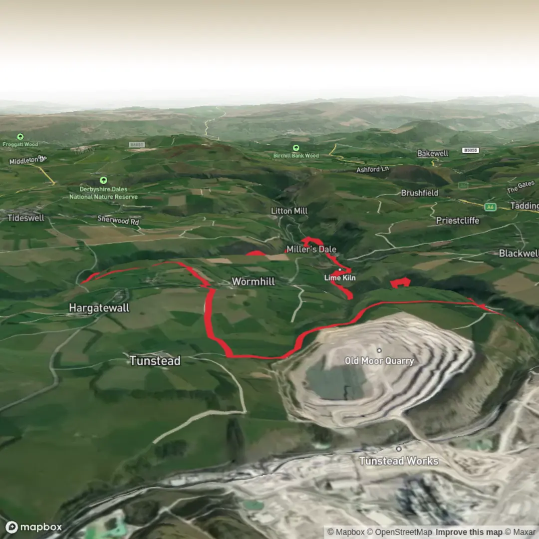 An image depicting the trail Chee Dale and Monks Dale Circular and its surrounding area.
