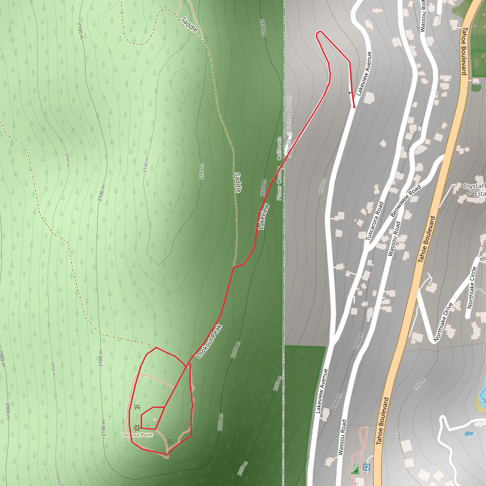 Lookout Peak and Lakeview Loop mobile static map