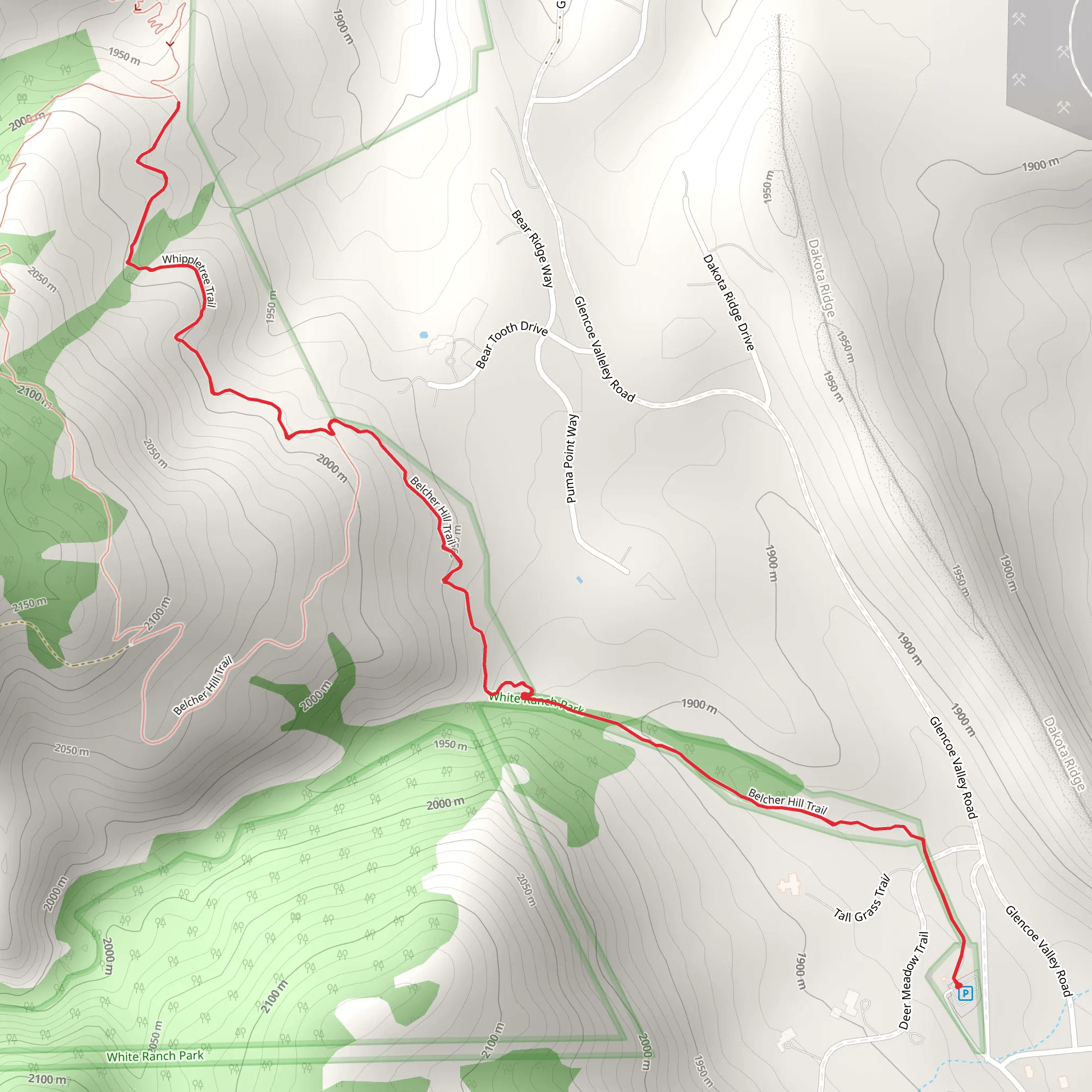 Belcher Hill Trail Out and Back mobile static map