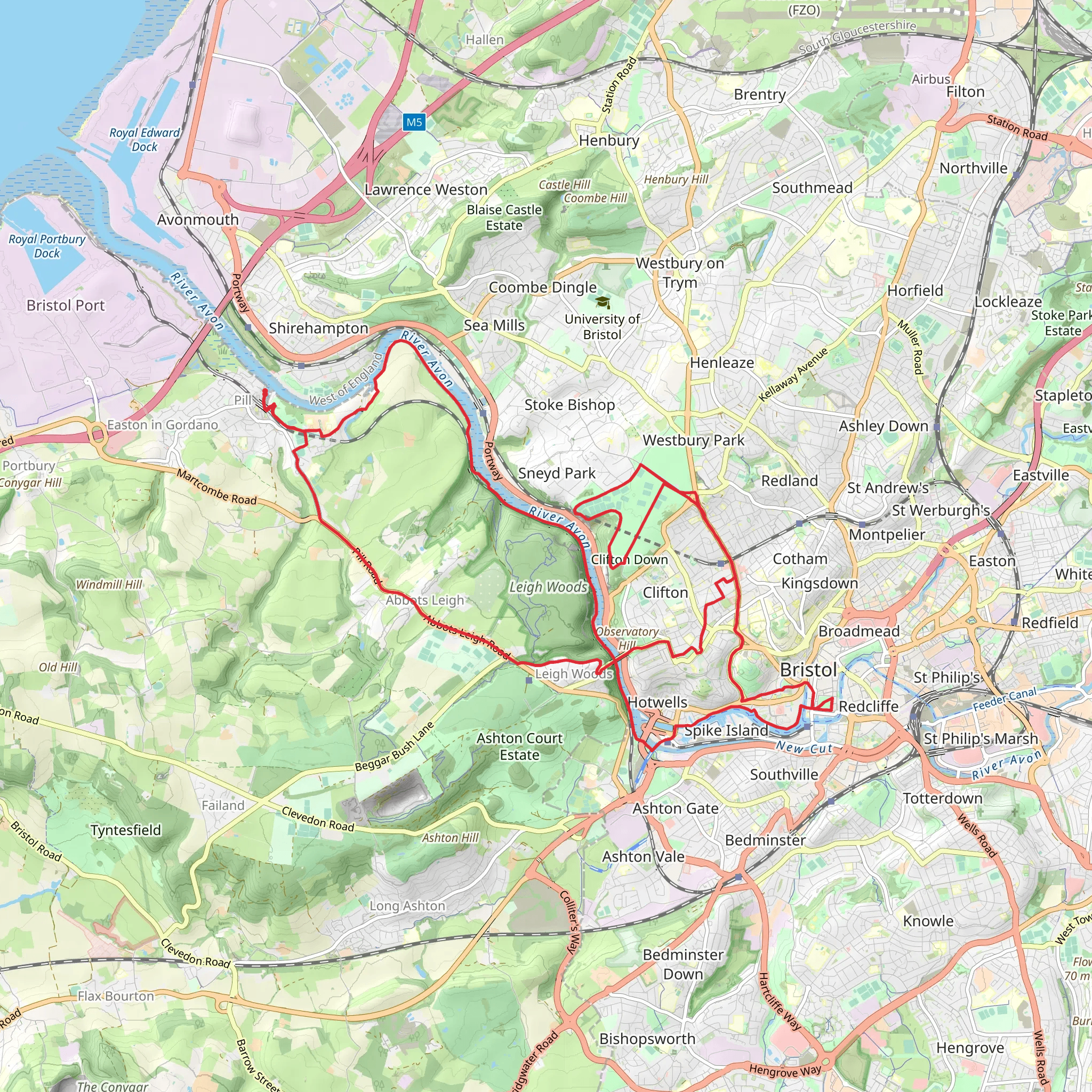 Clifton Down and River Avon Loop mobile static map