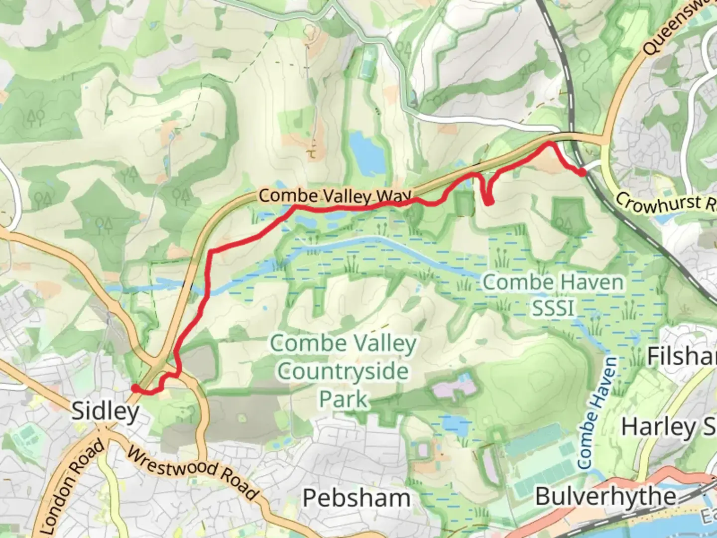 An image depicting the trail Combe Valley Greenway and its surrounding area.