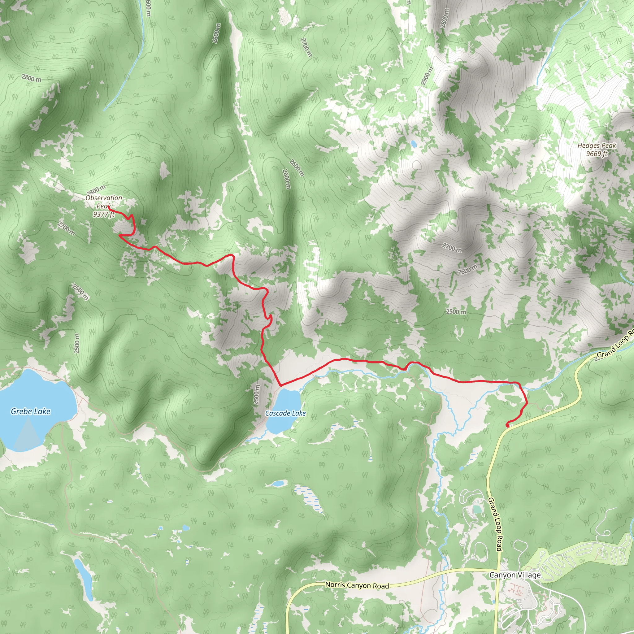 Observation Peak Trail mobile static map