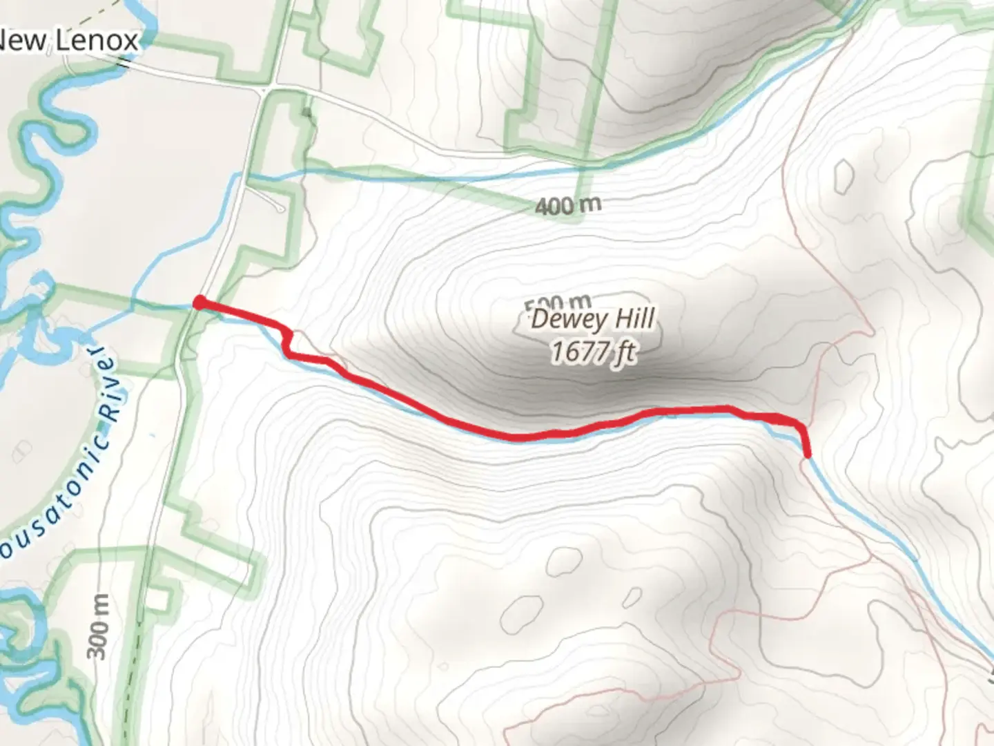 An image depicting the trail Roaring Brook Trail from Roaring Brook Road and its surrounding area.