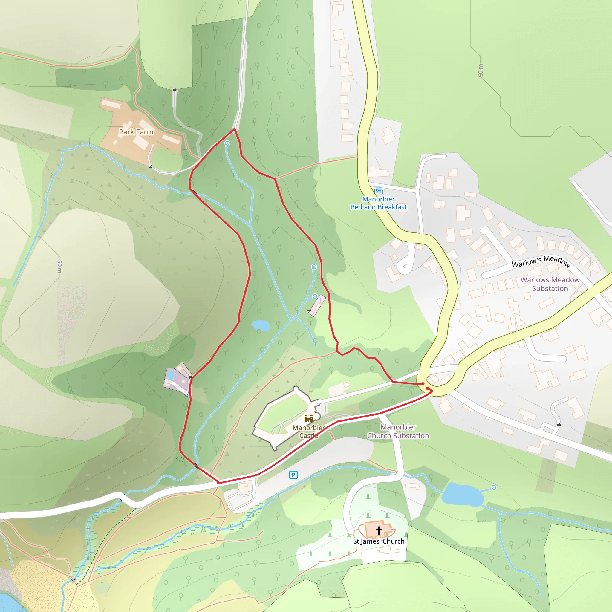 Manorbier Castle Path mobile static map