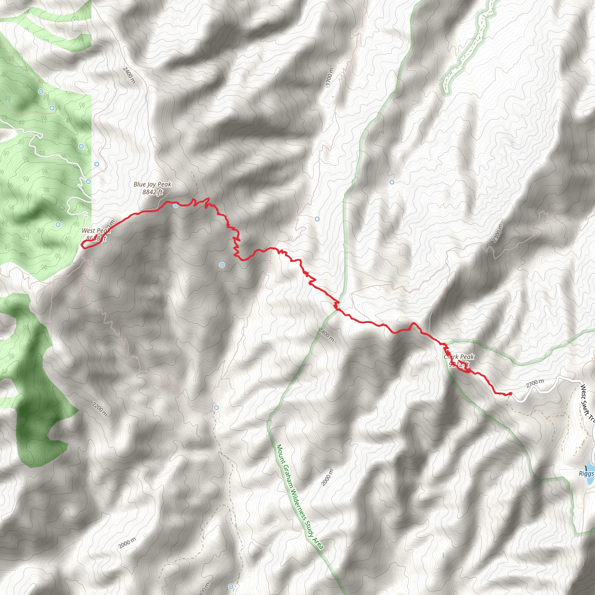 Clark Peak and West Peak via Clark Peak Trail mobile static map