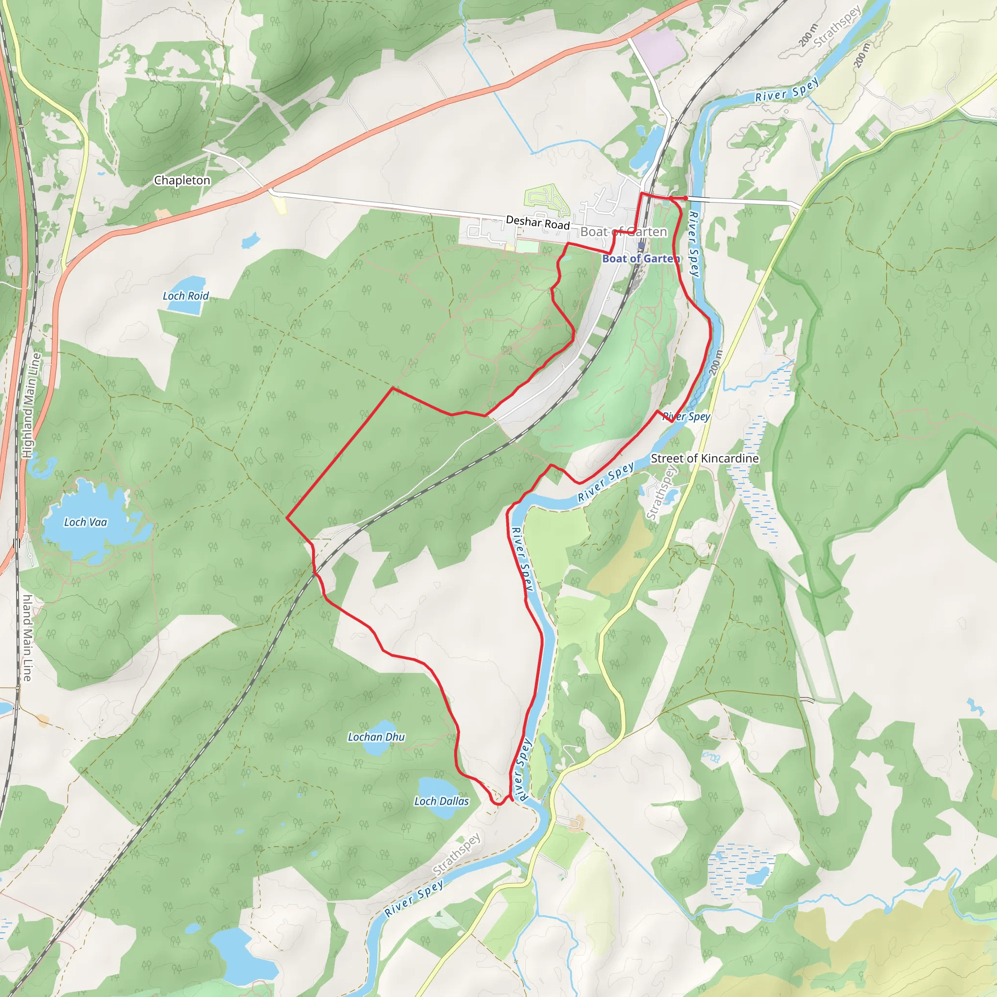 Boat of Garten Loop via River Spey mobile static map