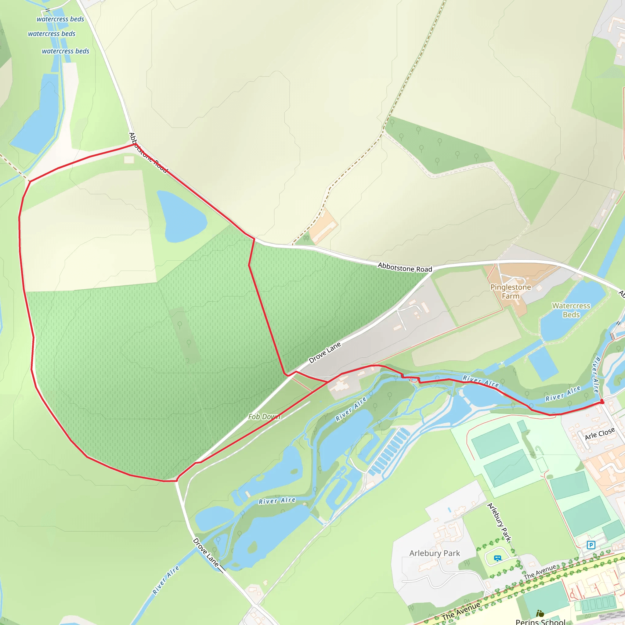 Wayfarers Way and Ox Drove Way mobile static map