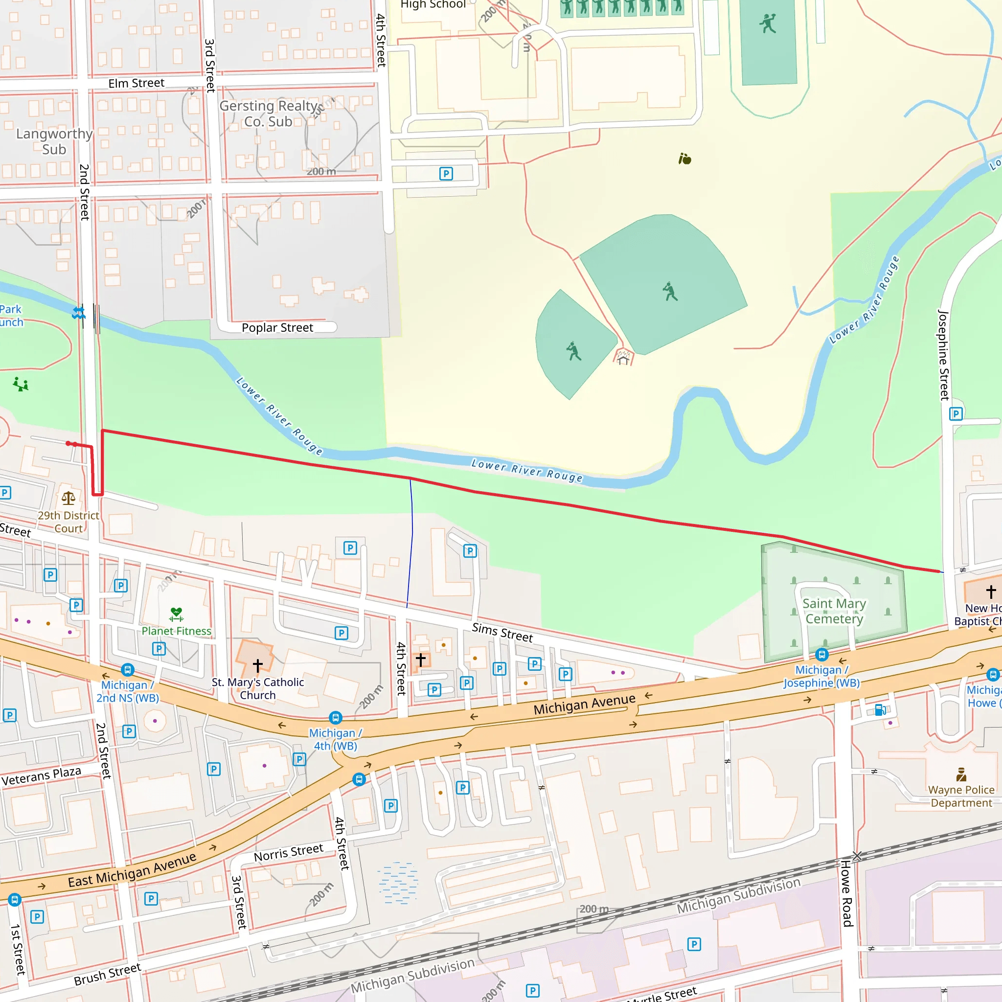 Lower River Rouge mobile static map