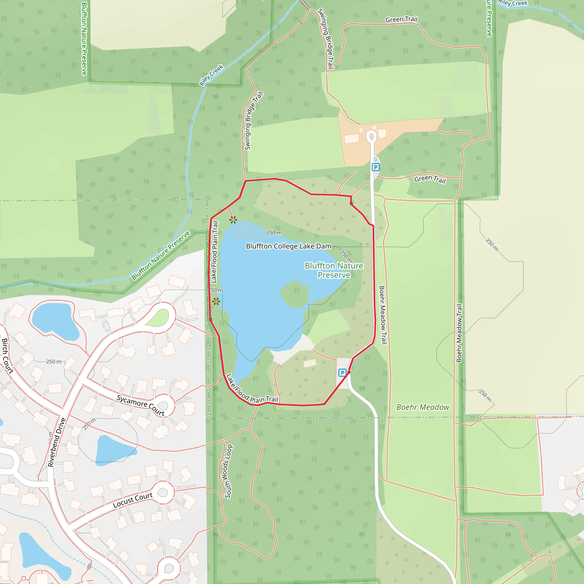 Bluffton College Lake Loop mobile static map