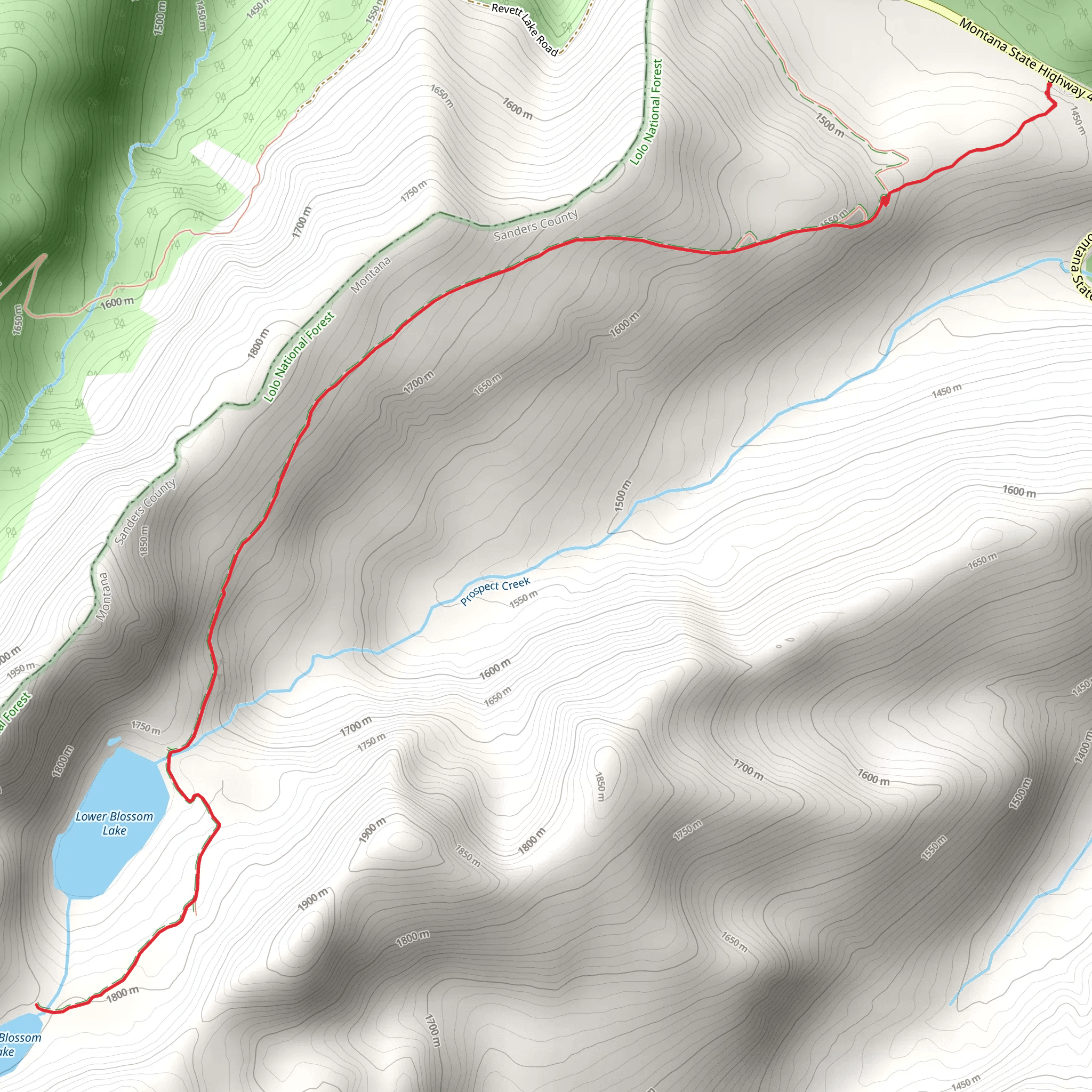 Upper Blossom Lake via Blossom Lake Horse Cutoff Trail mobile static map