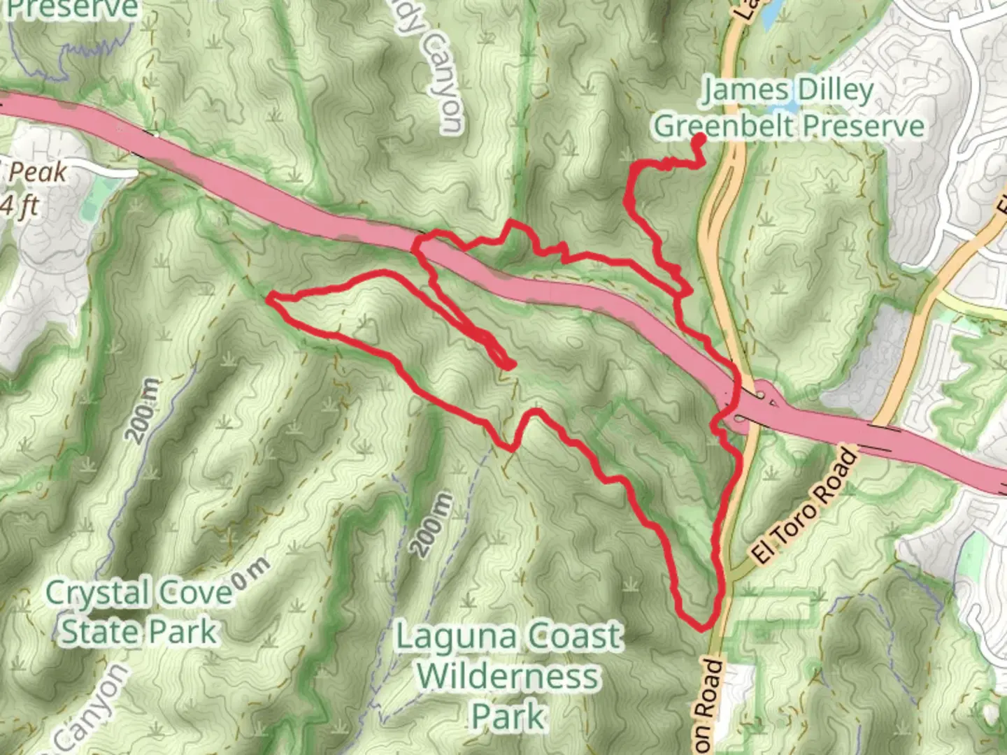An image depicting the trail Stagecoach South, Bommer Ridge and Lizard Loop Trail and its surrounding area.