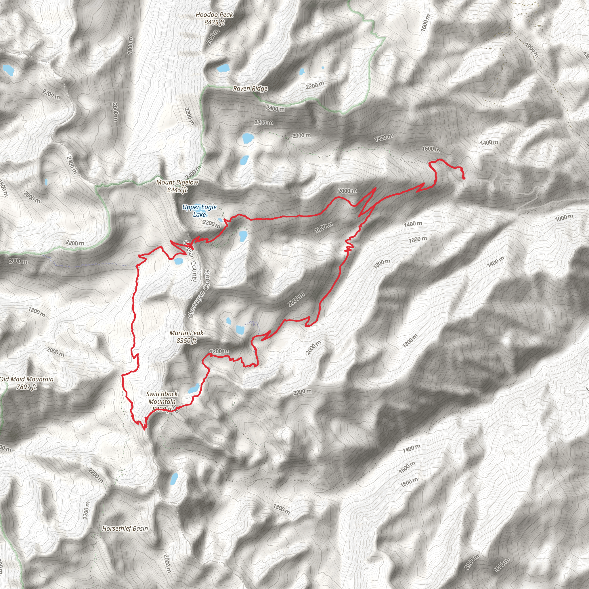 Martin Creek, Cooney Lake and Eagle Lakes Loop Trail mobile static map