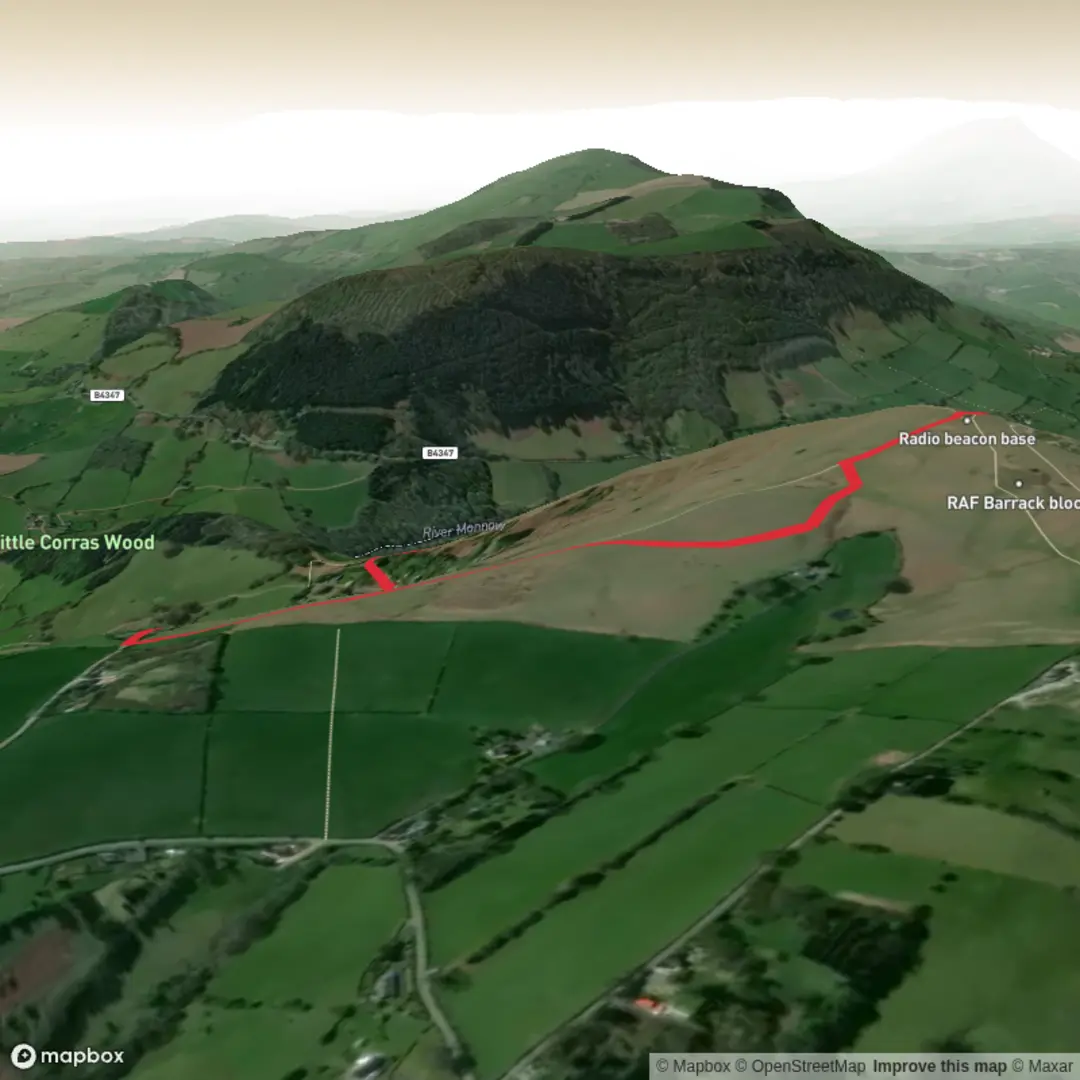 An image depicting the trail Garway Hill Common and White Rocks Loop and its surrounding area.