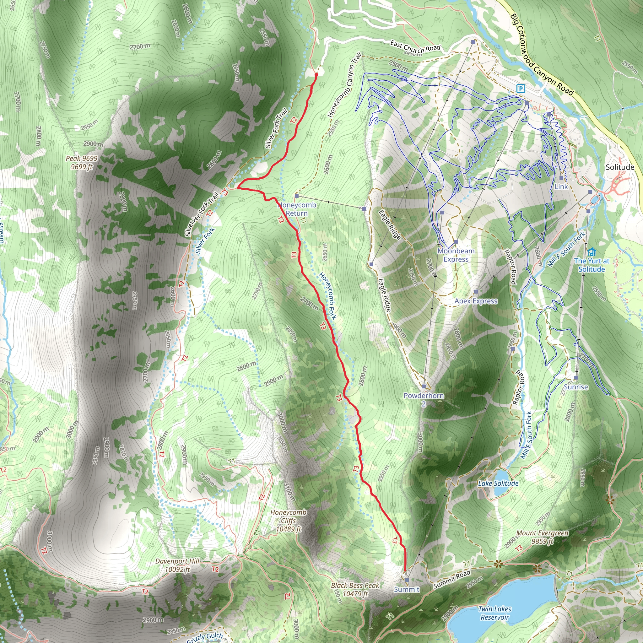 Honeycomb Fork Trail mobile static map