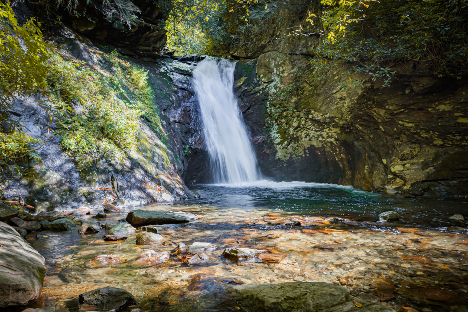 An image depicting the trail Courthouse Falls Trail and its surrounding area.