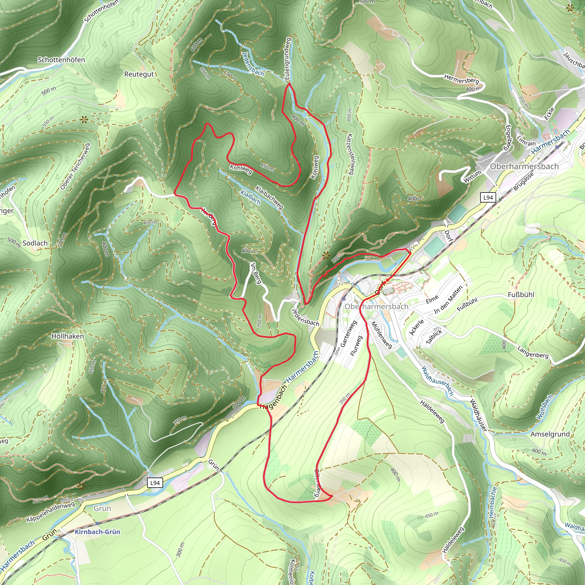 Katzenstein, Bernhardsberg and Jedensbach Loop mobile static map