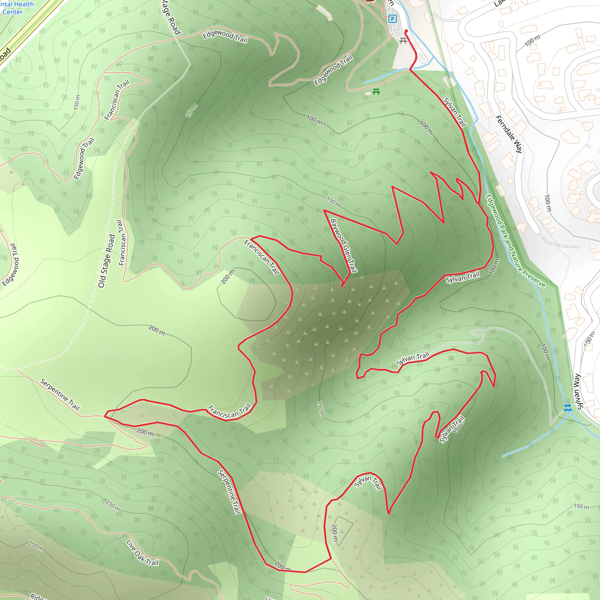 Franciscan, Serpentine and Sylvan Loop Trail mobile static map