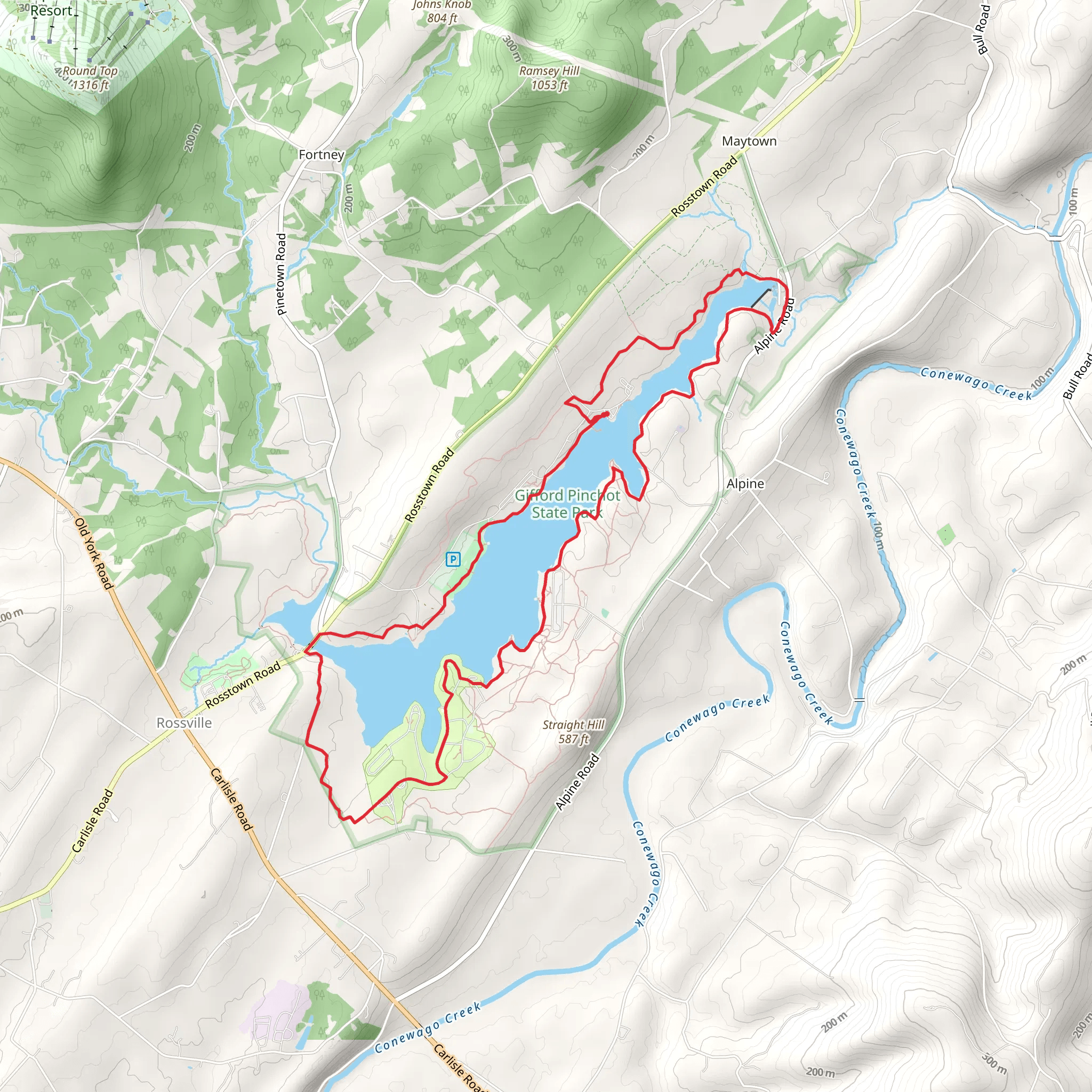 Pinchot Lake Loop - Alpine mobile static map
