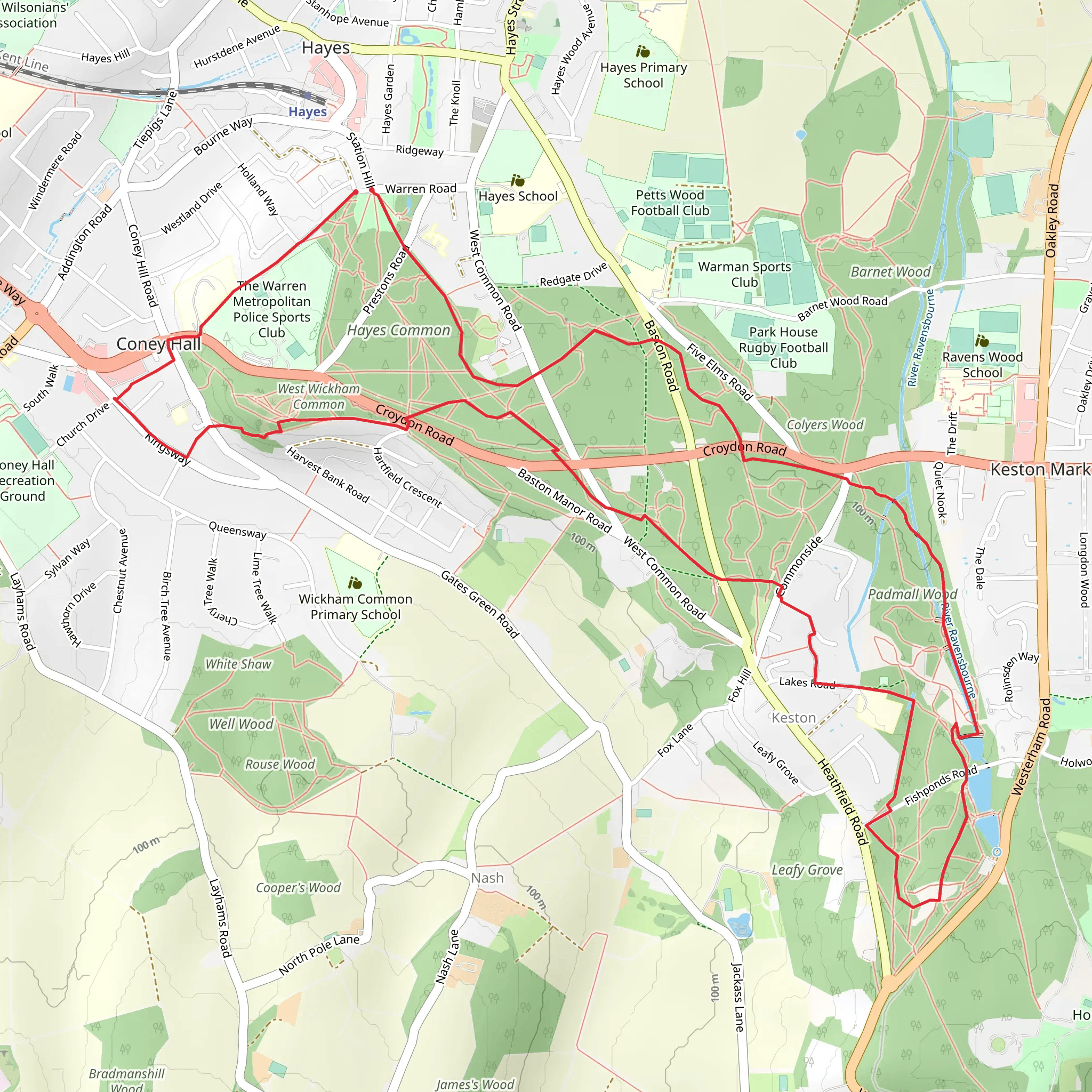 Three Commons Loop Walk mobile static map