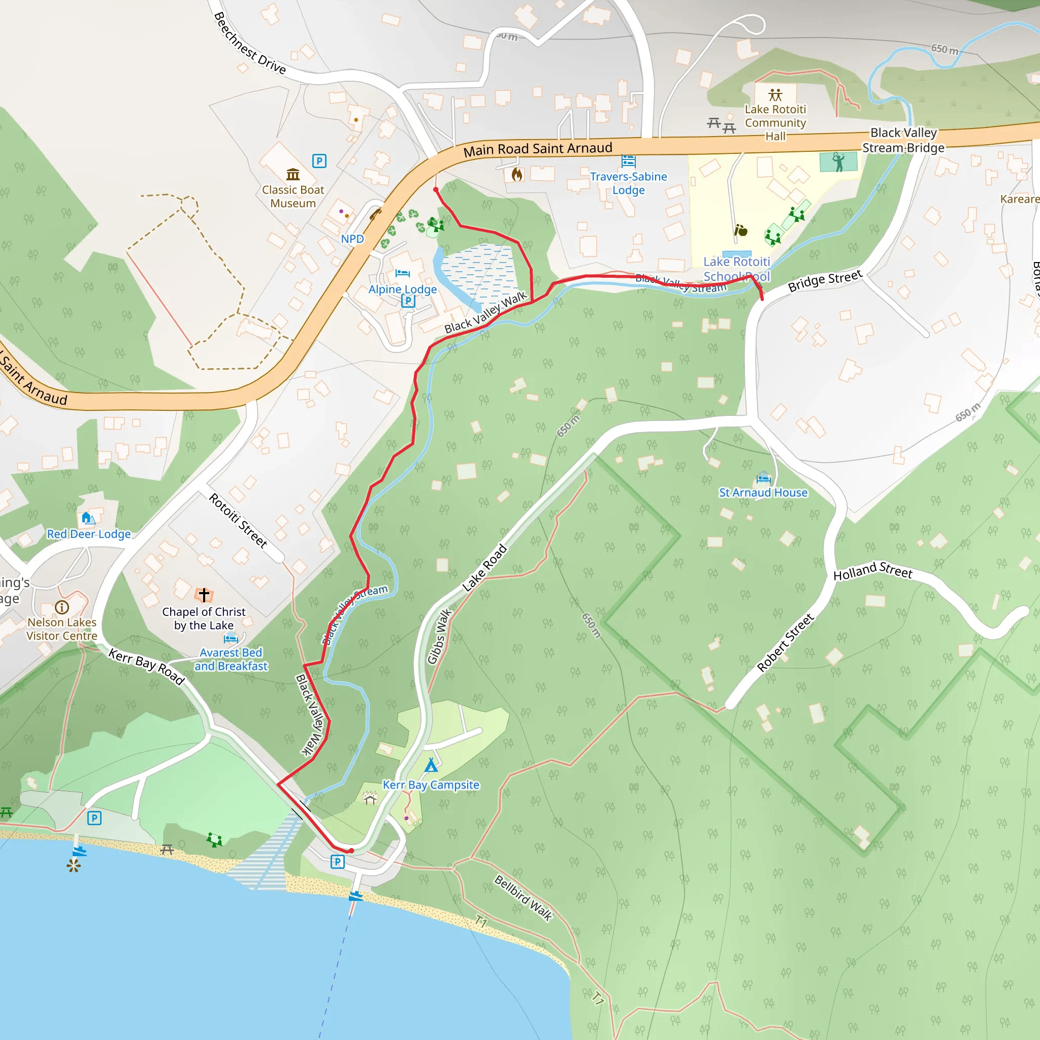 Lake Rotoiti - Kerr Bay - Black Valley Walk mobile static map