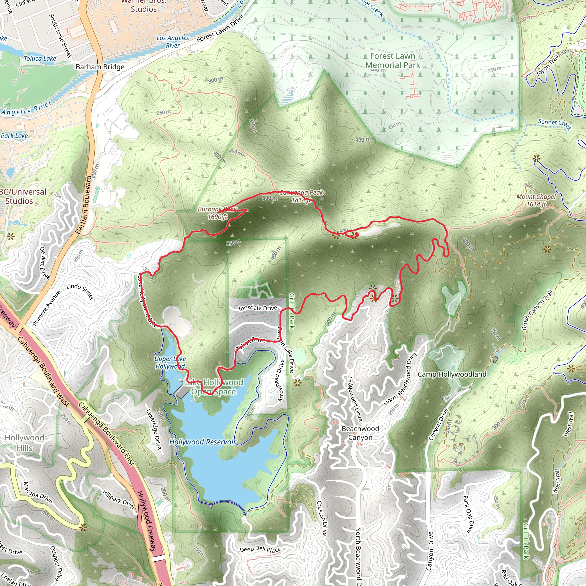Burbank Peak - Cahuenga Peak - Mount Lee Loop mobile static map