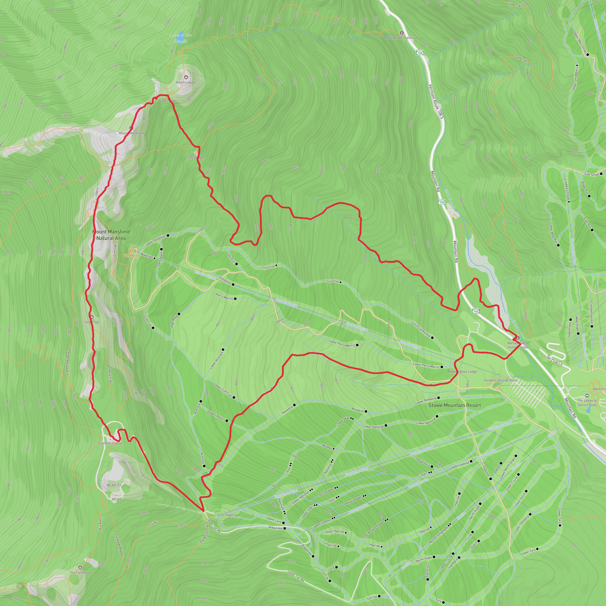 Mount Mansfield via Vermont Long Trail and Haselton Trail mobile static map