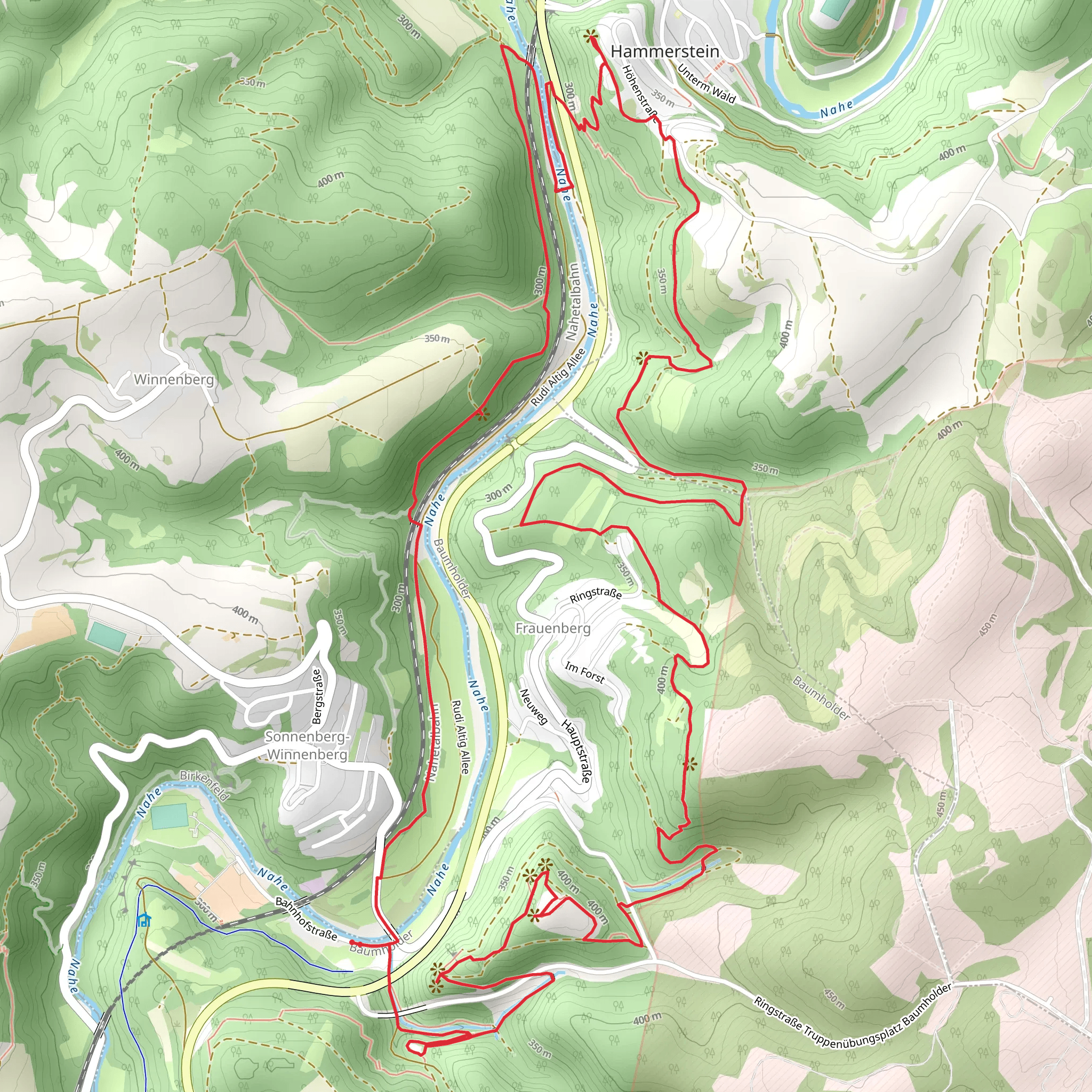 Nahekopf, Nahepanorama and Weibersprung via Pfad des Jägers mobile static map