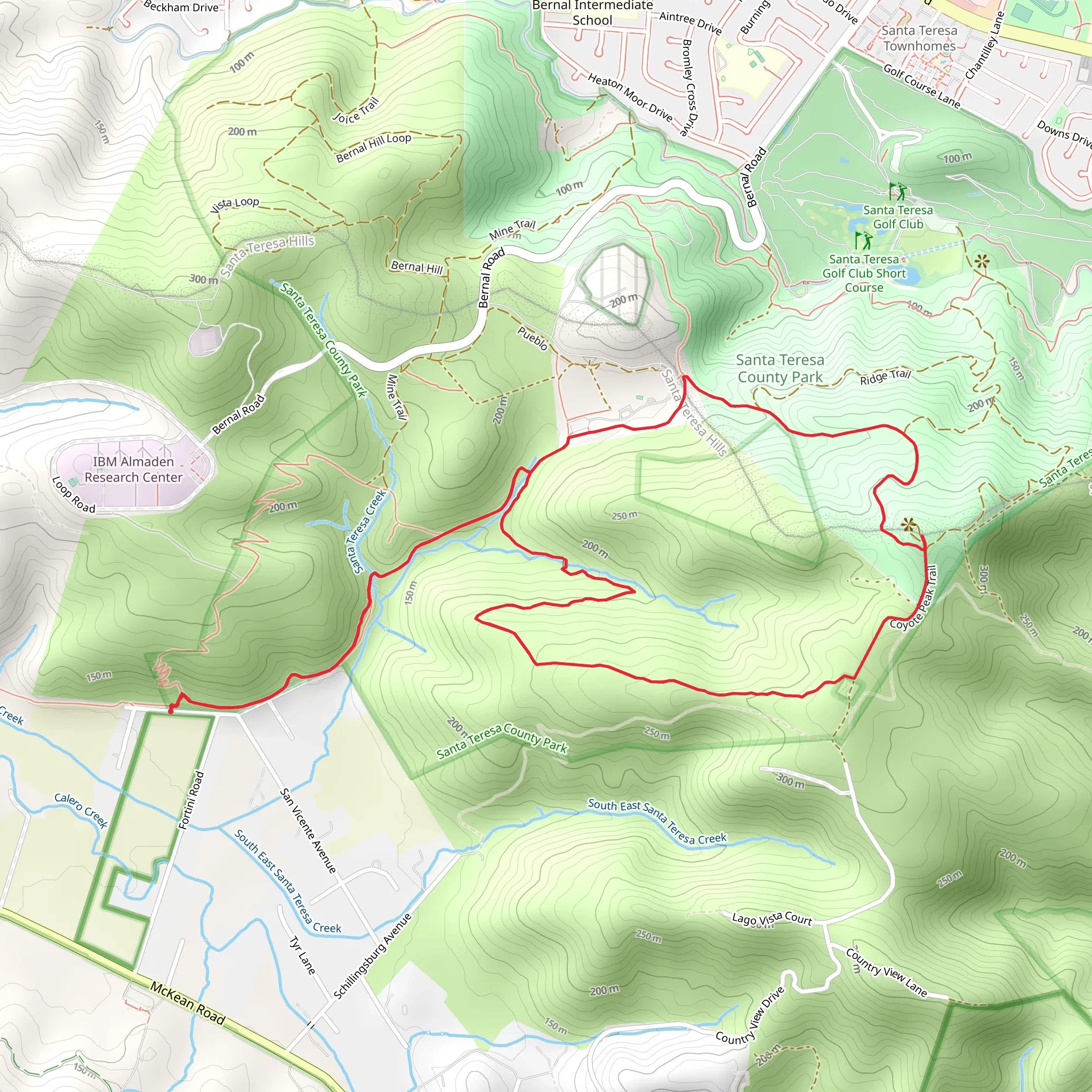 Coyote Peak Loop via Fortini mobile static map