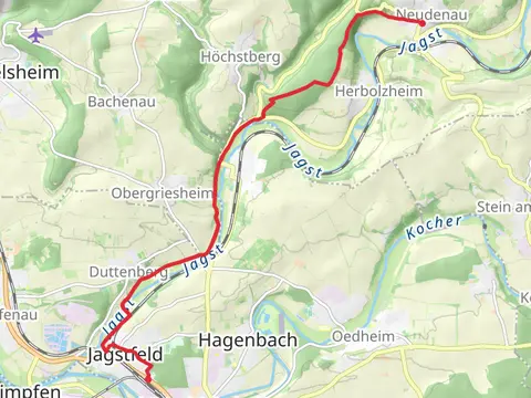 Bad Friedrichhall Hauptbahnhof to Neudenau via Kulturwanderweg Jagst