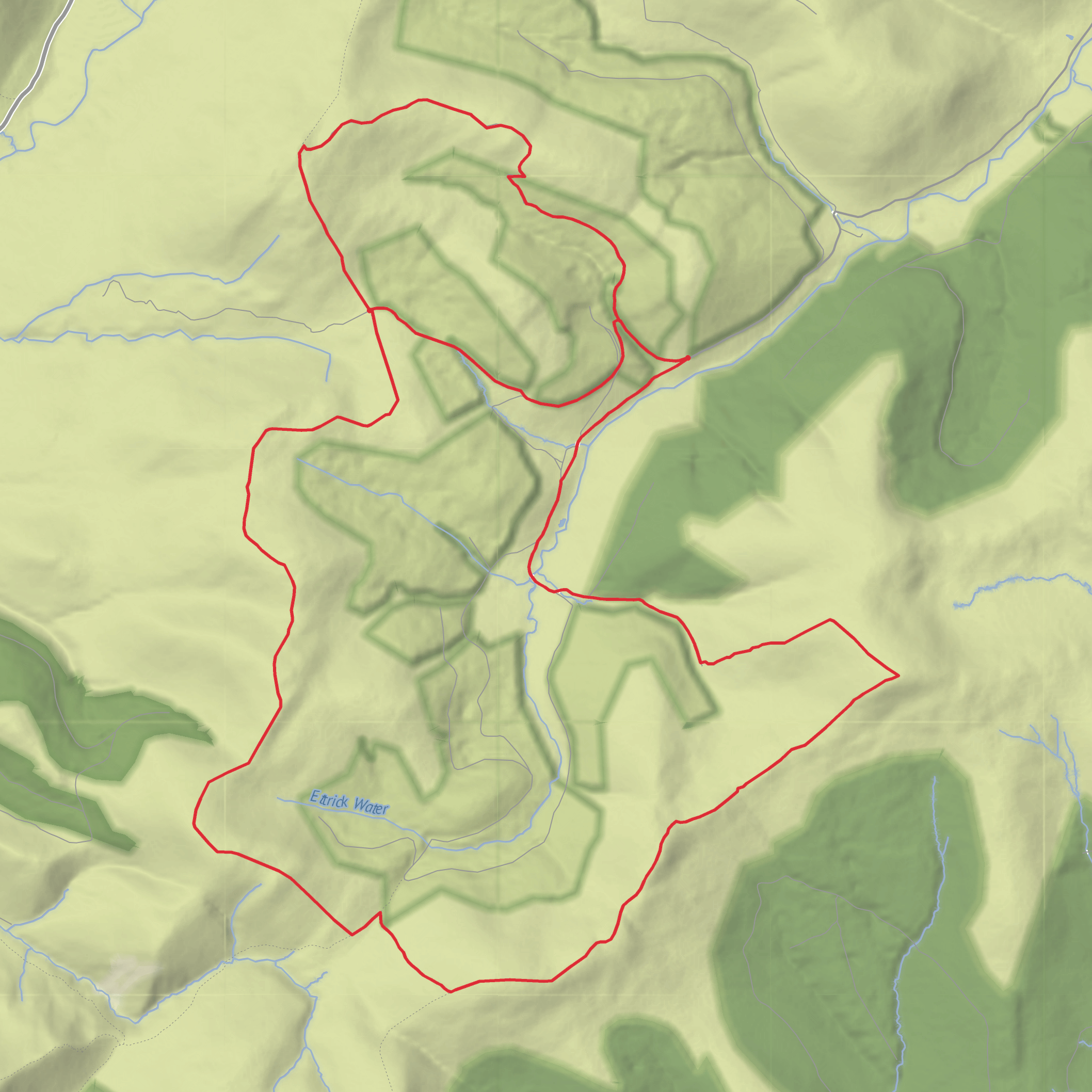 White Shank, Smidhop Hill, Capel Fell, Wind Fell, Hopetoun Craig and Ettrick Pen Loop mobile static map